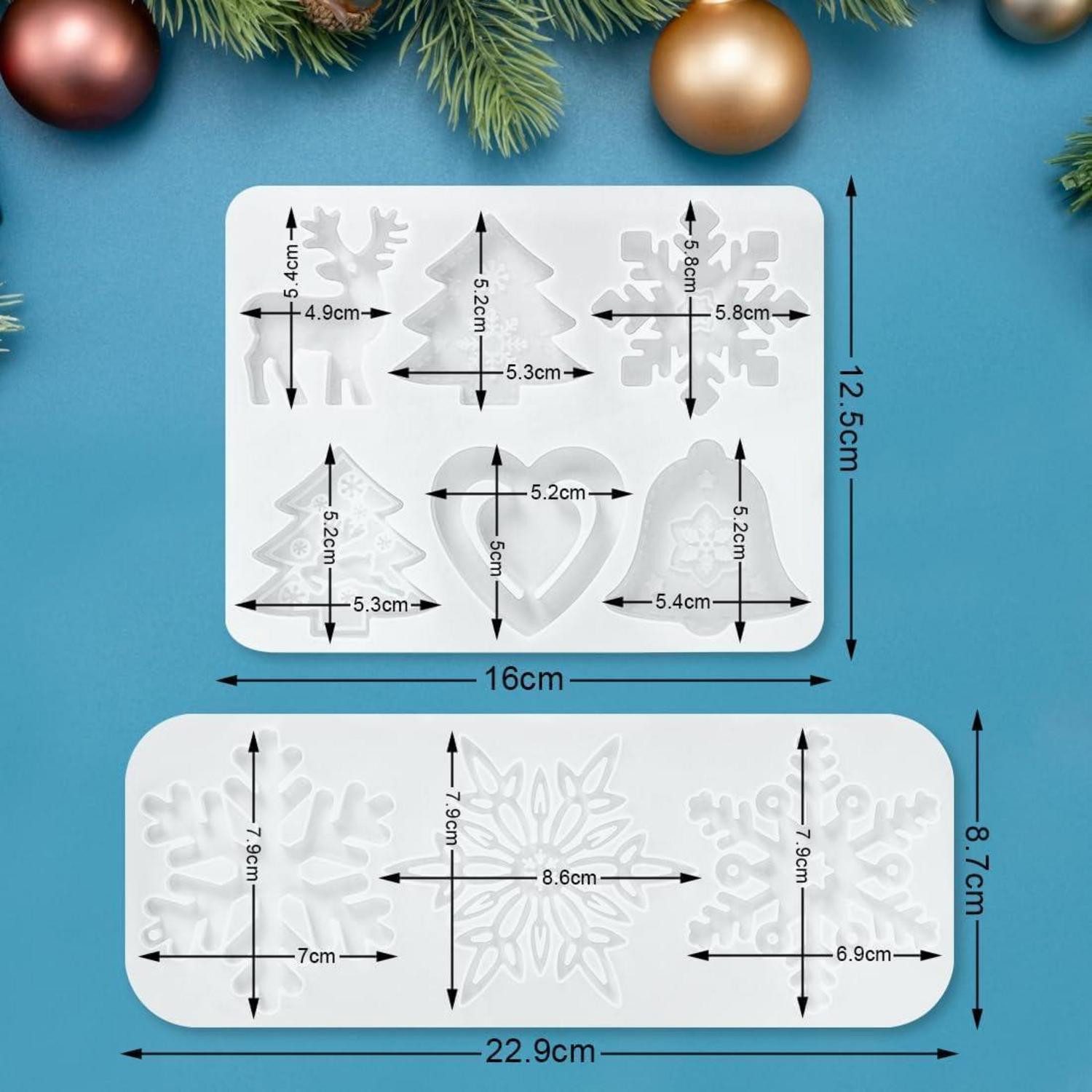 LuxusKollektion Silikonform Silikonform Weihnachten 2 Stück Harz Schneeflocke DIY Backformen – Bild 2 von 5