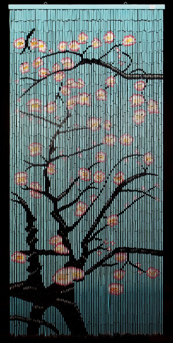 CONACORD Türvorhang Decona Blüten Dekovorhang bunt, Hakenaufhängung, halbtransparent, 90 x 200 cm, Bambus - blickdicht dank hoher Stranganzahl – Bild 4 von 4