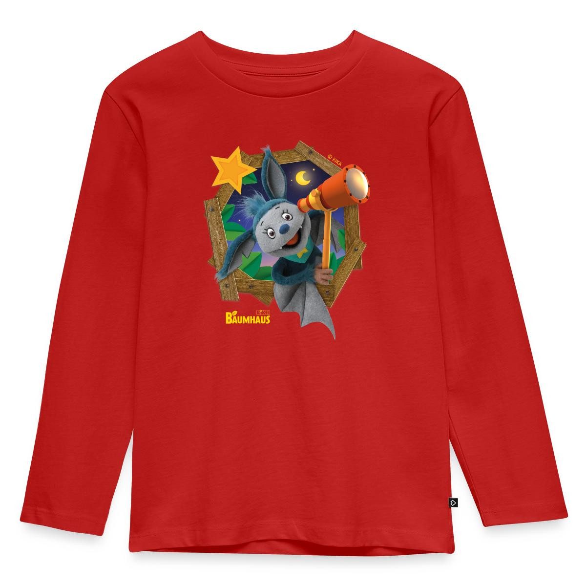 T-Shirt KiKA-Baumhaus Mit Fidi Guckt Aus Dem Fenster Kinder Premium Langarmshi