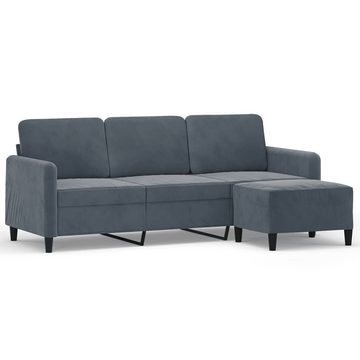 vidaXL Sofa 3-Sitzer-Sofa mit Hocker Dunkelgrau 180 cm Samt