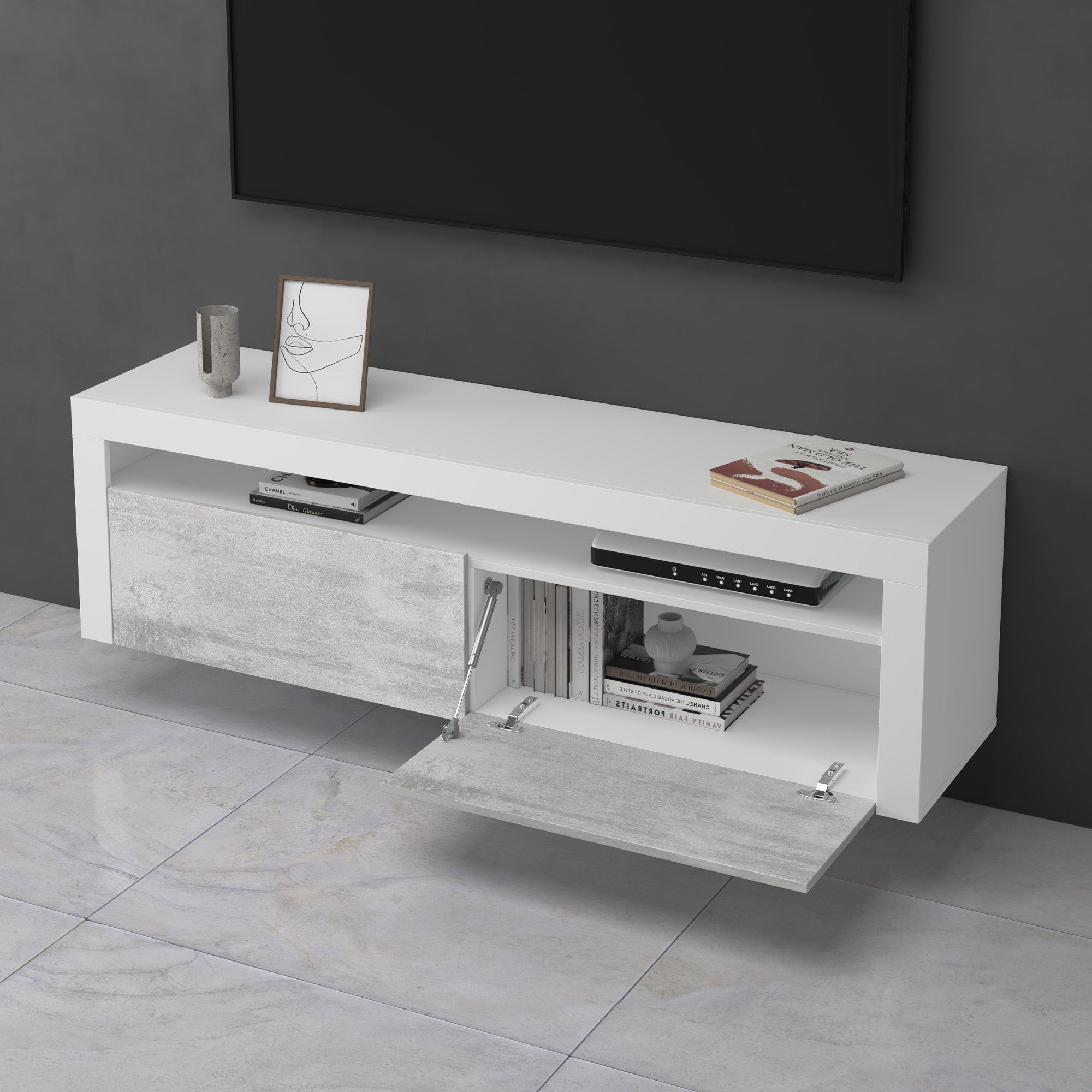 Mai & Mai Lowboard TV-Board Fernsehschrank Hängend Fernsehtisch Holz 160x40x46cm