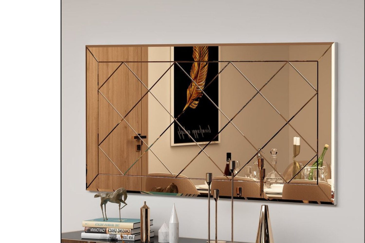 ibonto Wandspiegel Design Spiegel rechteckig Dekospiegel modern für Wohnzim günstig online kaufen