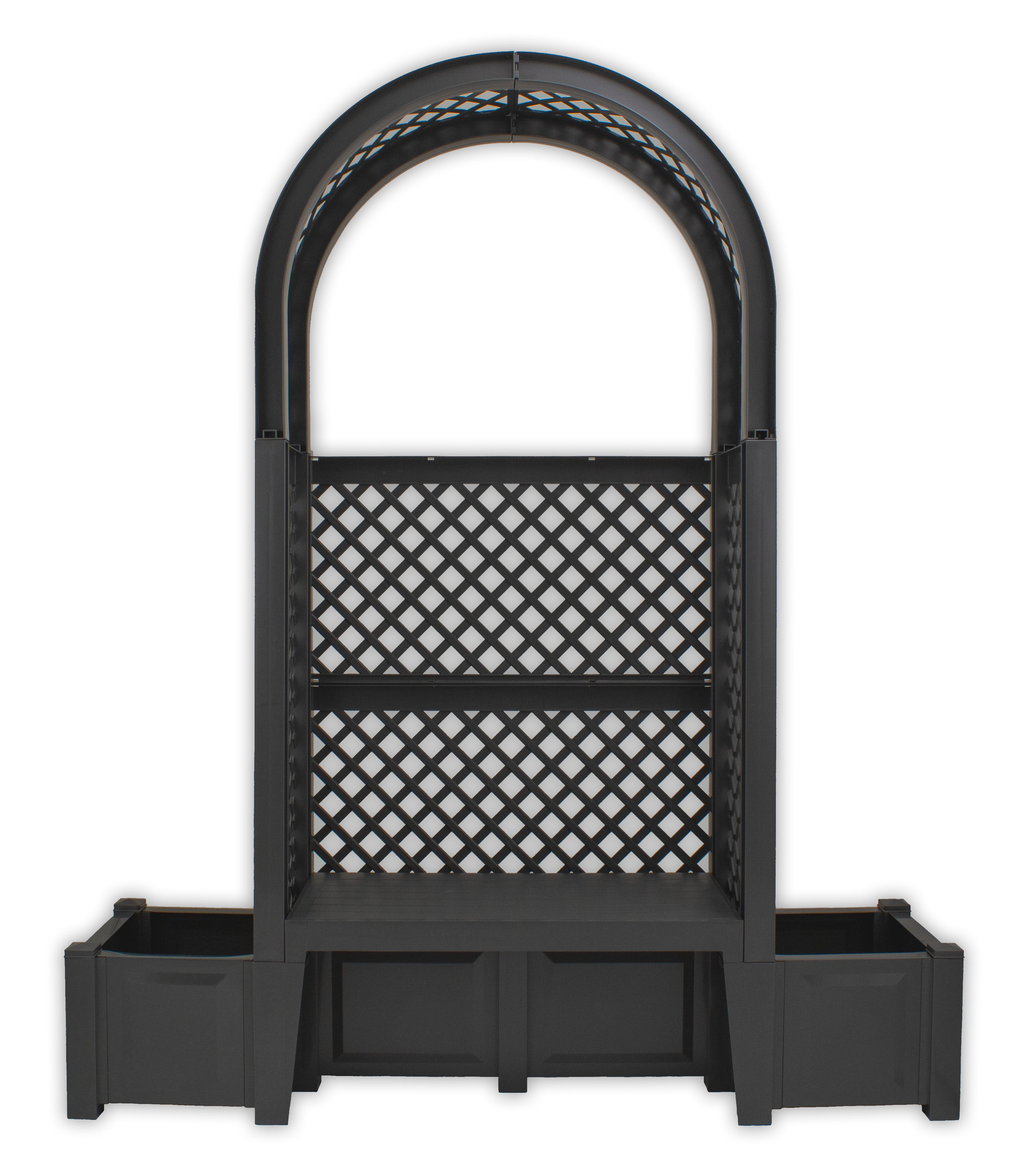 KHW Gartenbank Amsterdam, mit Rosenbogen, Spalier und zwei Pflanzkästen, anthrazit