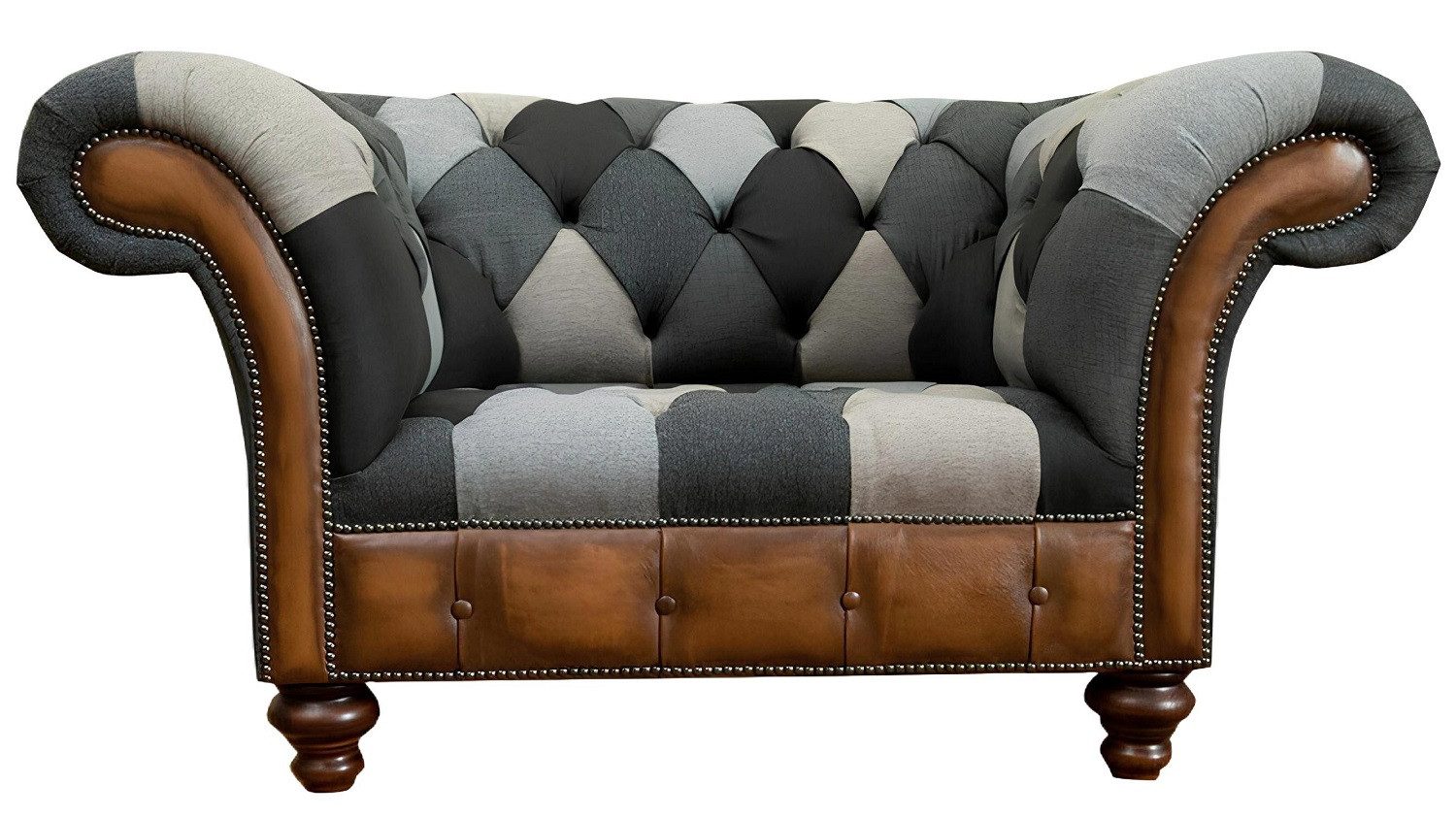 Xlmoebel Chesterfield-Sessel Neuer Luxus-Sessel in Grau im Chesterfield-Design aus Textil (Sessel), Hergestellt in Europa