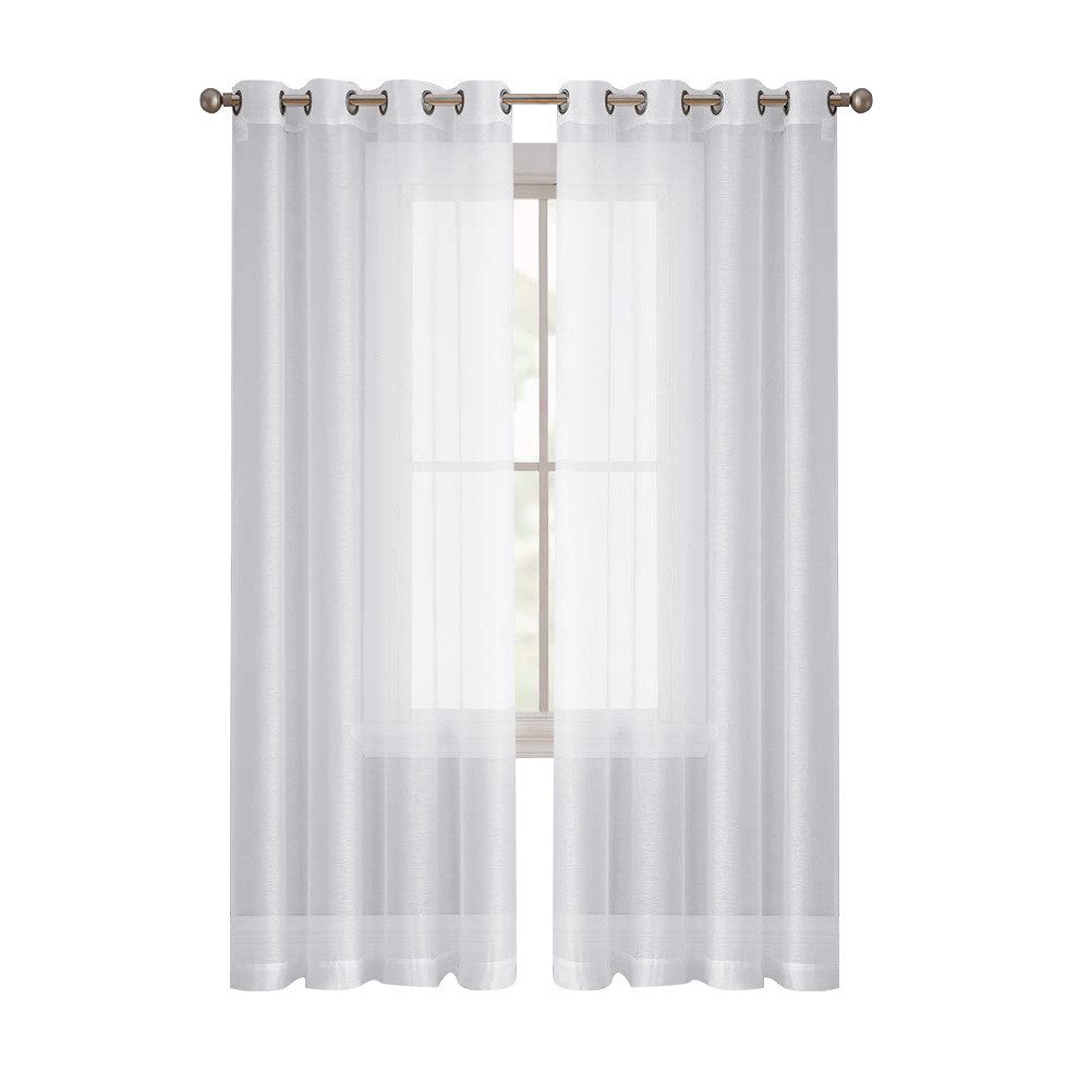 Vorhang 2er Set Voile-Vorhang Vorhänge Gardinen Curtains Voile-Vorhänge, MODFU, Ösen (2 St), halbtransparent, Polyester, Schlafzimmer Ösenvorhang 4CM Ösen ohne Haken