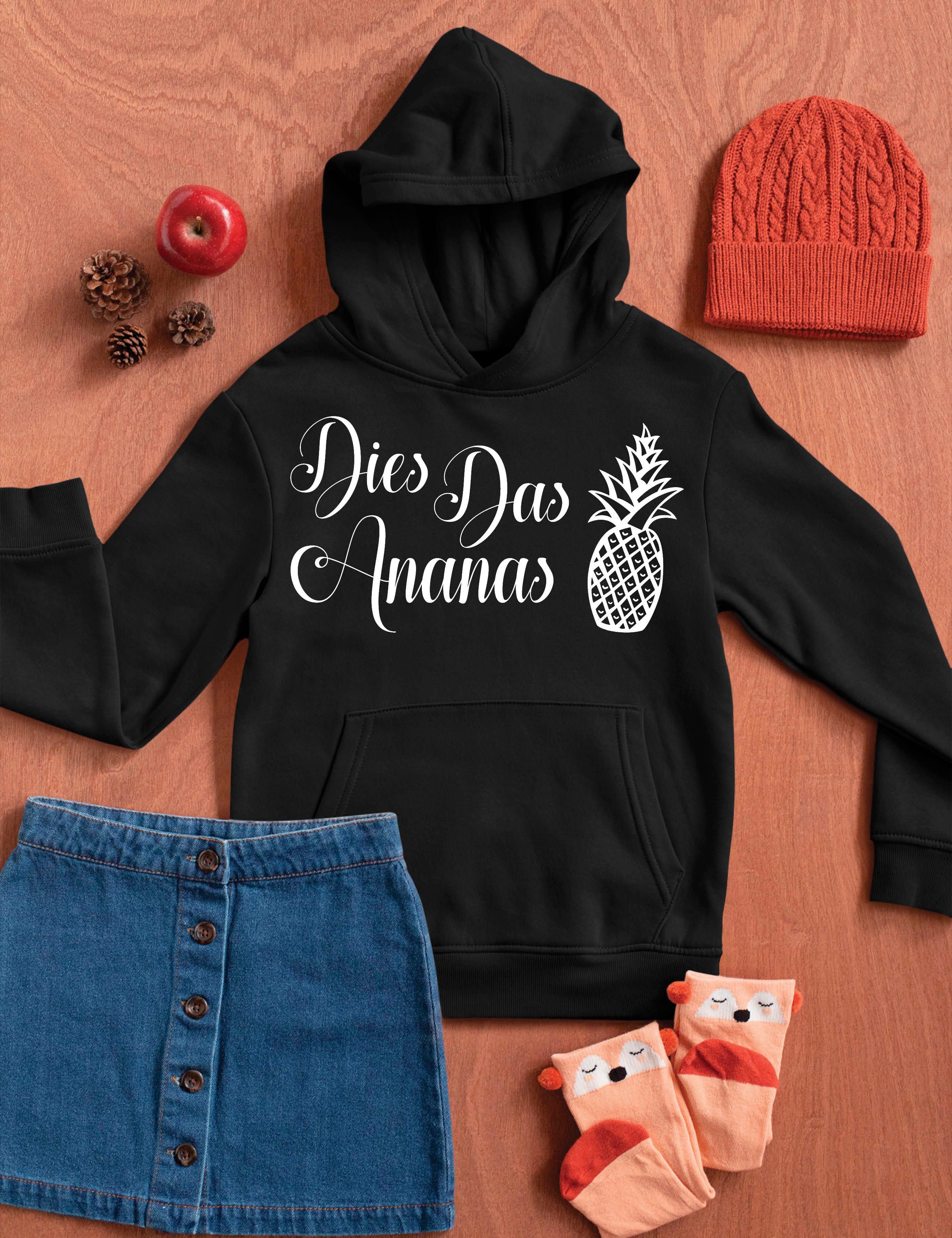 Youth Designz Kapuzenpullover "DIES DAS ANANAS" Kinder Hoodie mit Lustigen Print Geschenk Statement mit witzigen Aufdruck für Jungen und Mädchen