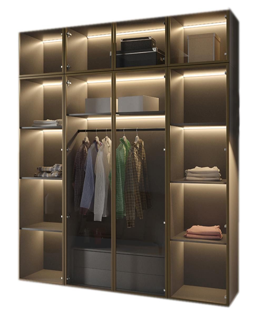Compleo Drehtürenschrank mit Glasfront, Pefekt Garderobe, LED-Beleuchtung S günstig online kaufen