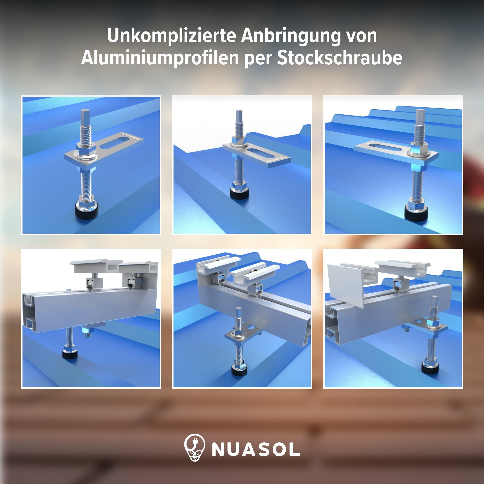 NuaSol Stockschraube mit Adapterblech 4er Pack oder 10er Pack, (Set, 4 St)