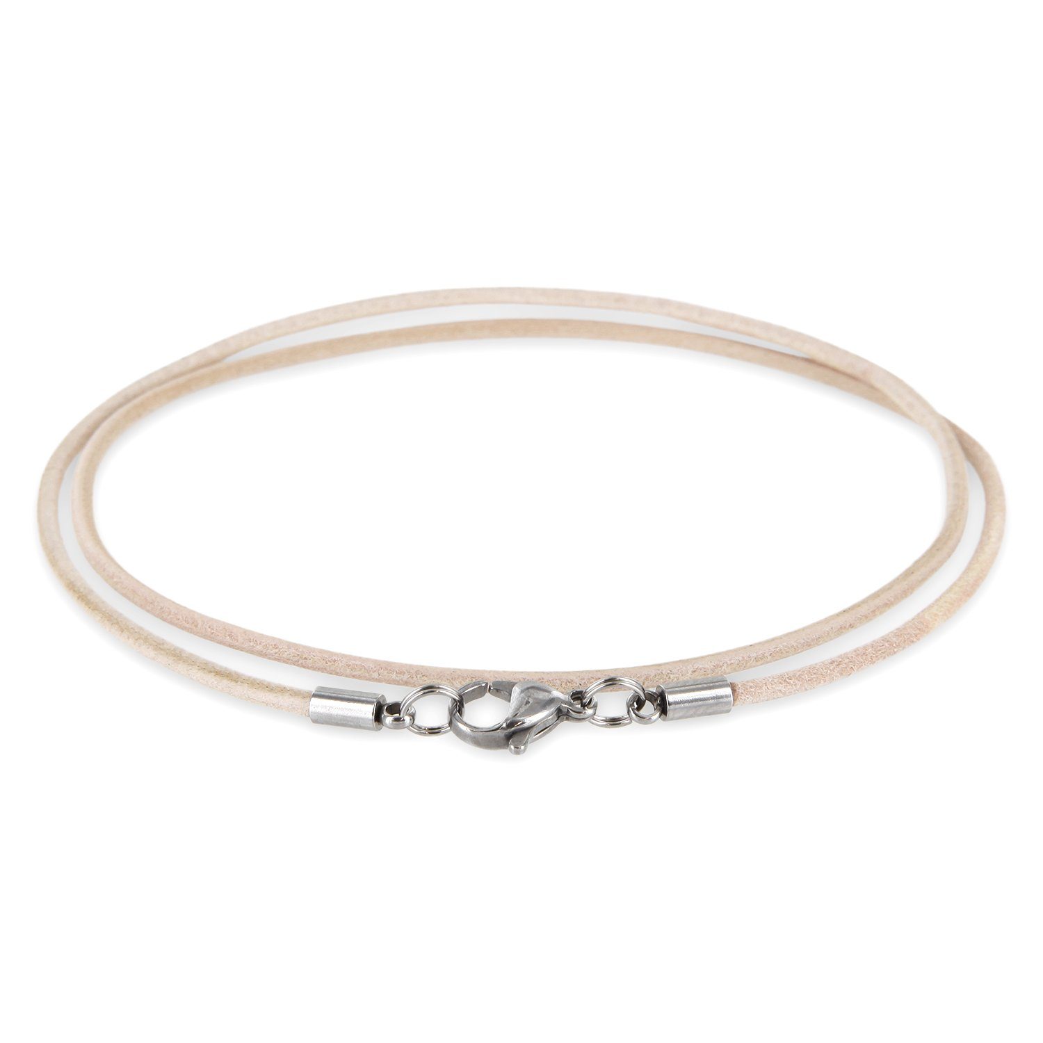 Auroris Lederband 2mm Echtleder Kette mit Edelstahl Karabinerverschluss (Farbe/Длина wählbar), Made in Germany