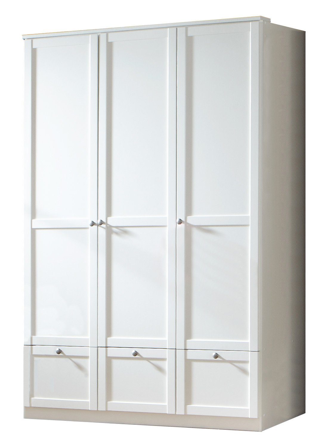 möbel-direkt.de Babyzimmer-Komplettset Landhaus "Filou" in modernem Landhaus Weiß, (8 teiliges Spar-Set, 8-tlg., Schrank, Bett, Lattenrost, Wickelkommode, Regale, Matratze), mit Soft Close, Made in Germany, mit Matratze