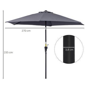 Outsunny Sonnenschirm Marktschirm mit Handkurbel Alu 180/ Polyester, LxB: 260x260 cm, Marktschirm mit Handkurbel, 1 x Sonnenschirm, ohne Schirmständer