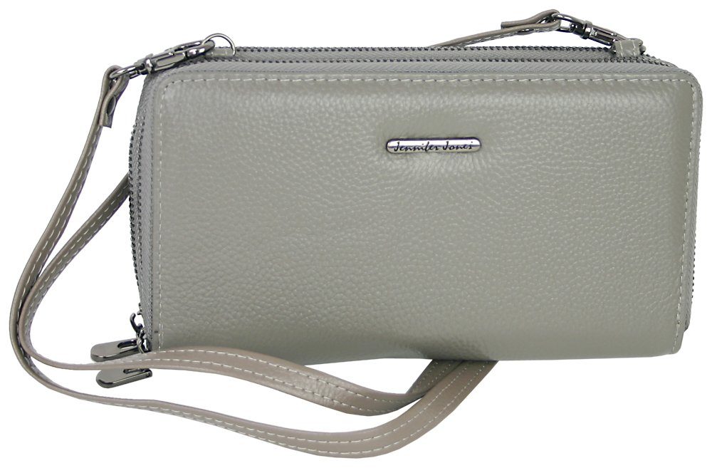 J JONES JENNIFER JONES Handytasche 2in1 - Damen Handtasche als Geldbörse mit Handyfach, Leder, abnehmbarer Schultergurt