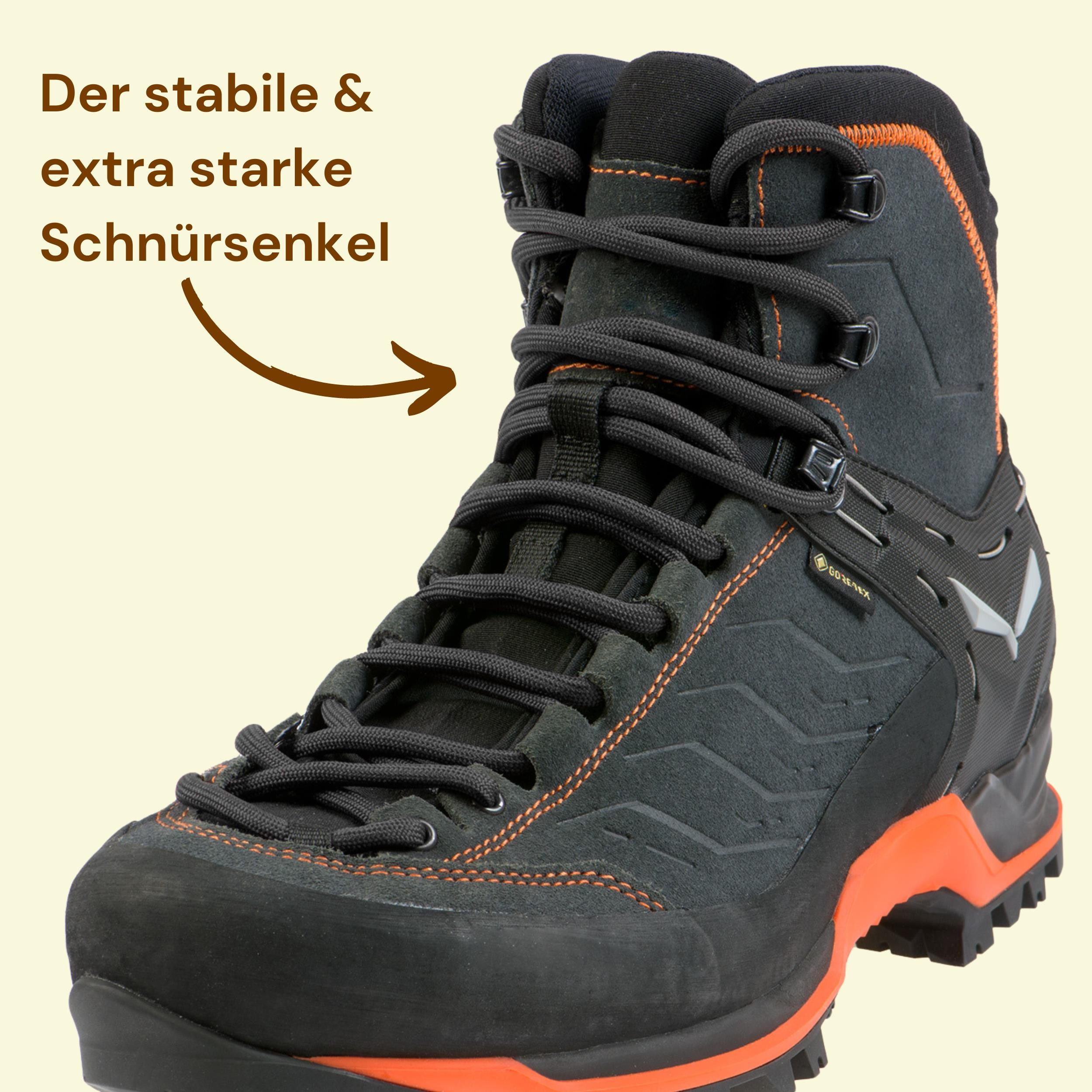 Mount Swiss Schnürsenkel Rundsenkel für Trekking- und Arbeitsschuhe, ø 5 mm, Länge 70 - 220 cm
