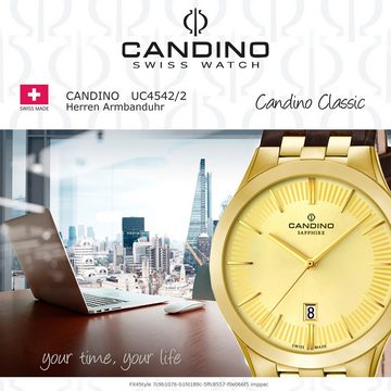 Candino Quarzuhr Candino Herren Quarzuhr Analog C4542/2, Herren Armbanduhr rund, Lederarmband braun, Luxus