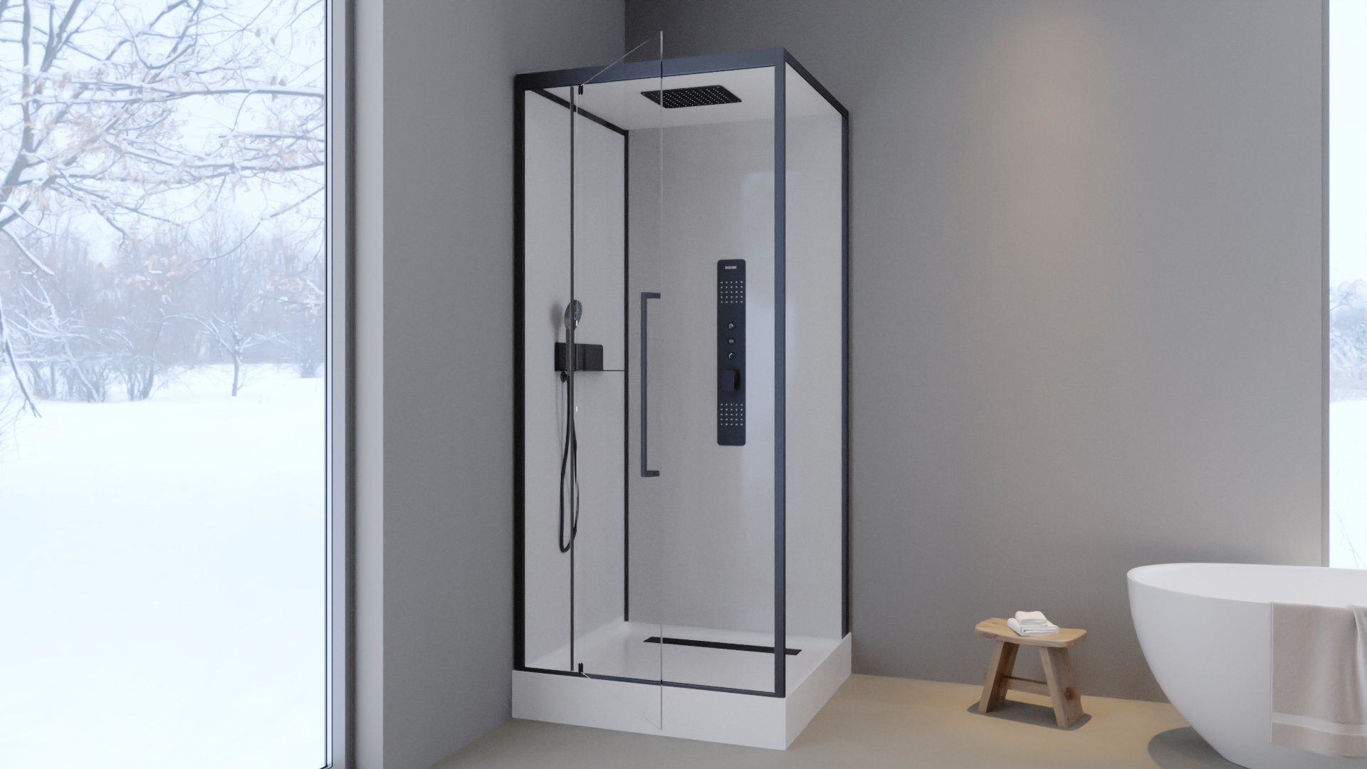 Marwell Komplettdusche White Square, BxT: 90x90 cm, Einscheibensicherheitsglas, inkl. Armaturen