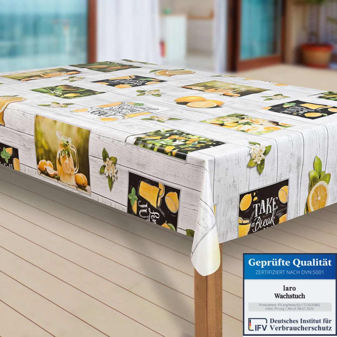 laro Tischdecke Wachstuch-Tischdecken Abwaschbar Zitrone Zitronenbaum gelb günstig online kaufen