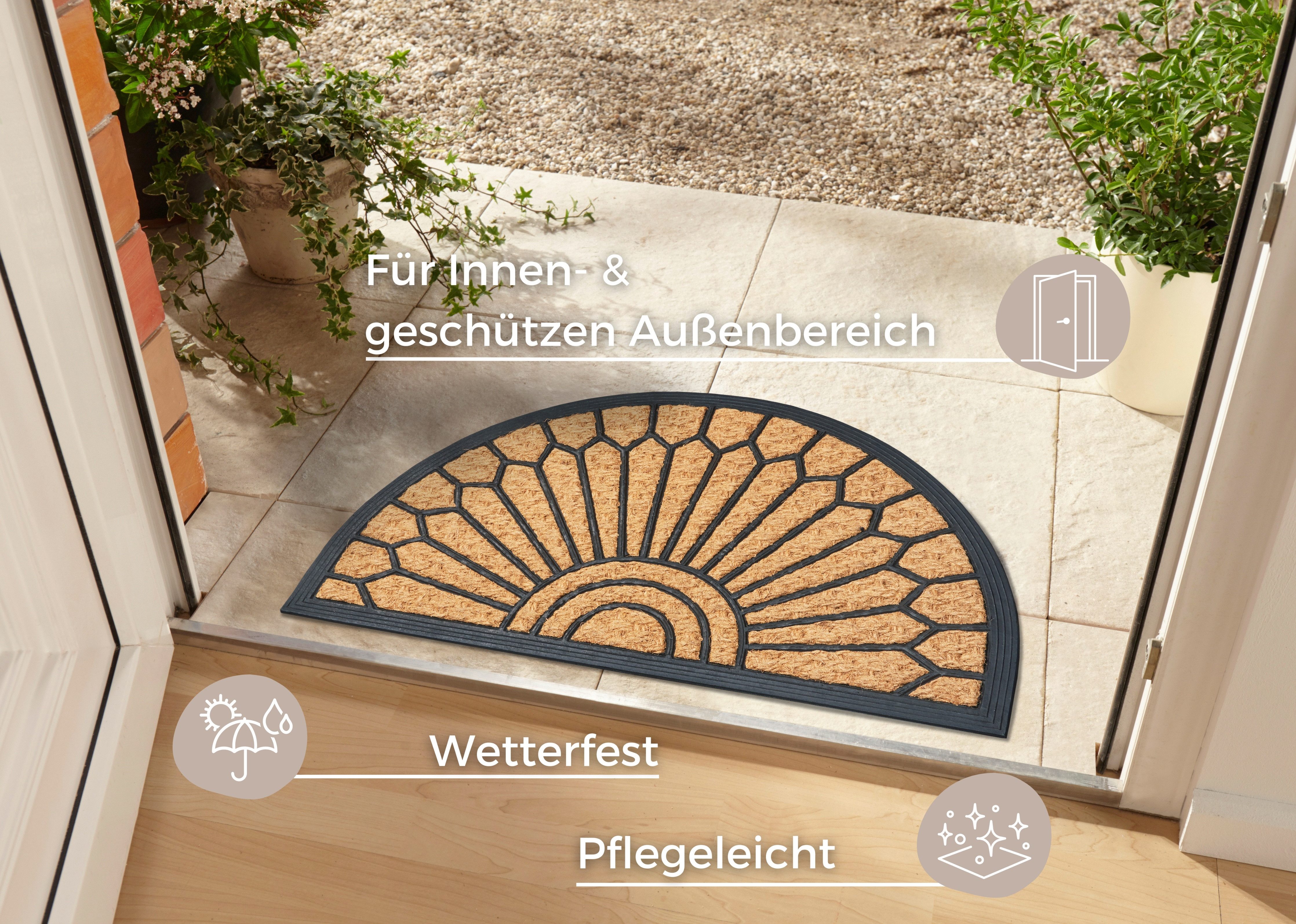 HANSE Home Fußmatte Mix Mats Gummi-Kokos Halbrund Geometric Ornament, Türma günstig online kaufen