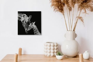 OneMillionCanvasses® Leinwandbild Giraffe - Wildtiere - Porträt - Schwarz-Weiß, (1 St), Leinwand Bilder für Wohnzimmer Schlafzimmer