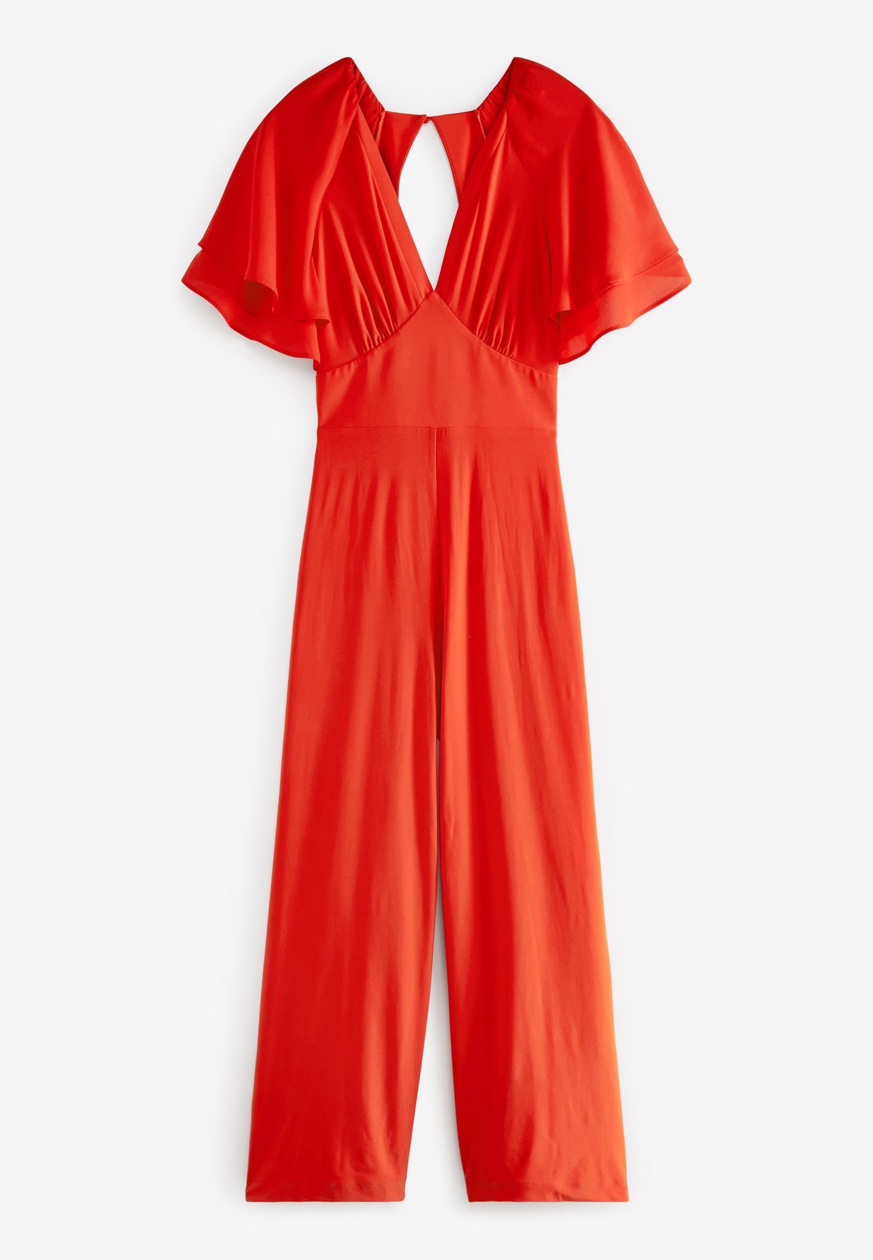 Next Jumpsuit Jumpsuit mit V-Ausschnitt und Trompetenärmeln (1-tlg)