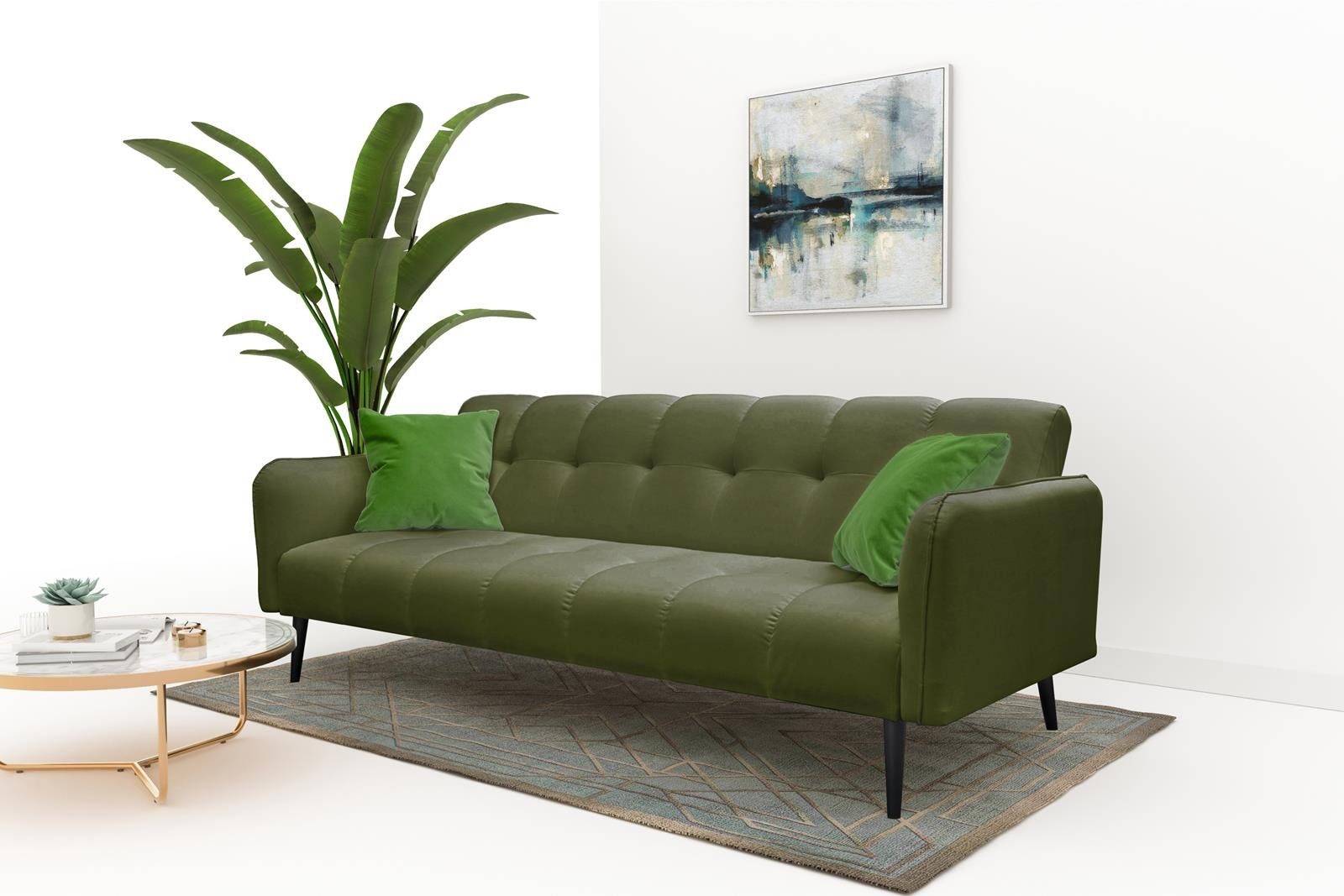 mit 3-stufige Olive automatische Beautysofa Klassische BASTIAN, Schlaffunktion wasserdichtem mit Couch aus Schlafsofa Rückenlehne, (salvador Sofa, Veloursstoff, 10)