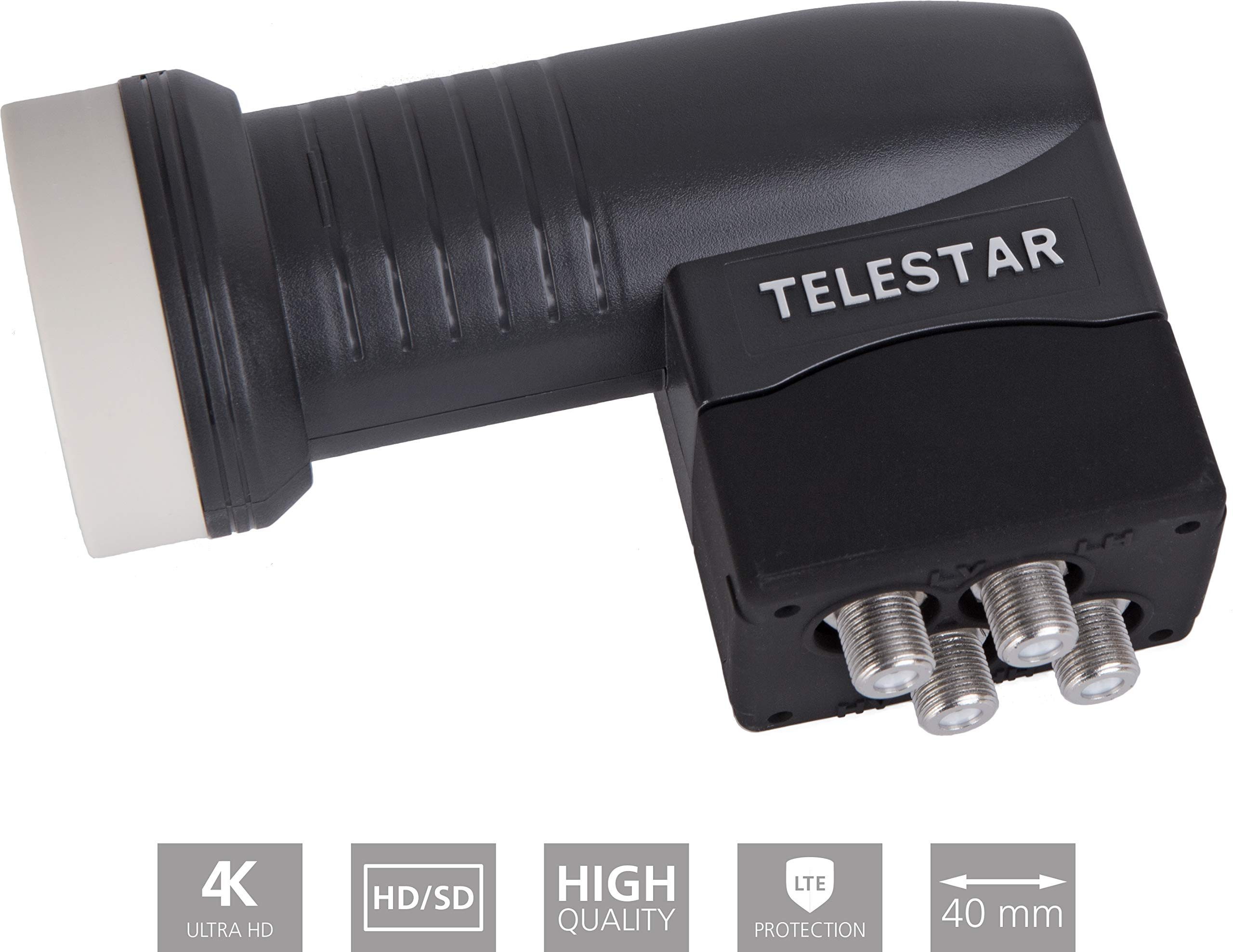 TELESTAR SKYQUATTRO HC Universal-Single-LNB (Hochwertiges 4-fach LNB für Satellitenempfang, geeignet für HD & 3D)