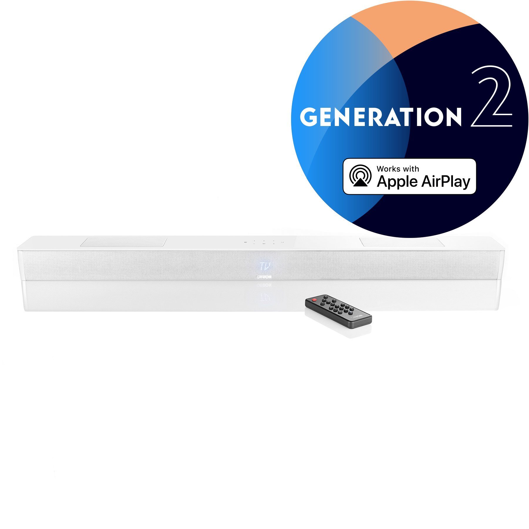 Soundbar mit mit Atmos Smart 2 Soundbar Multiroom Gen. Glasplatte Canton 10 weiss CANTON Dolby seidenmatt Smart Speaker