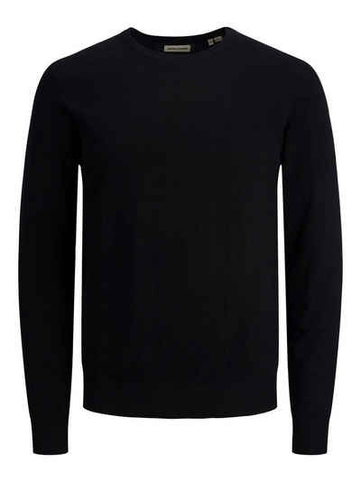 Jack & Jones Longsleeve Dünner Langarm Strickpullover Rundhals Basic Sweater JJEEMIL 4295 in Schwarz