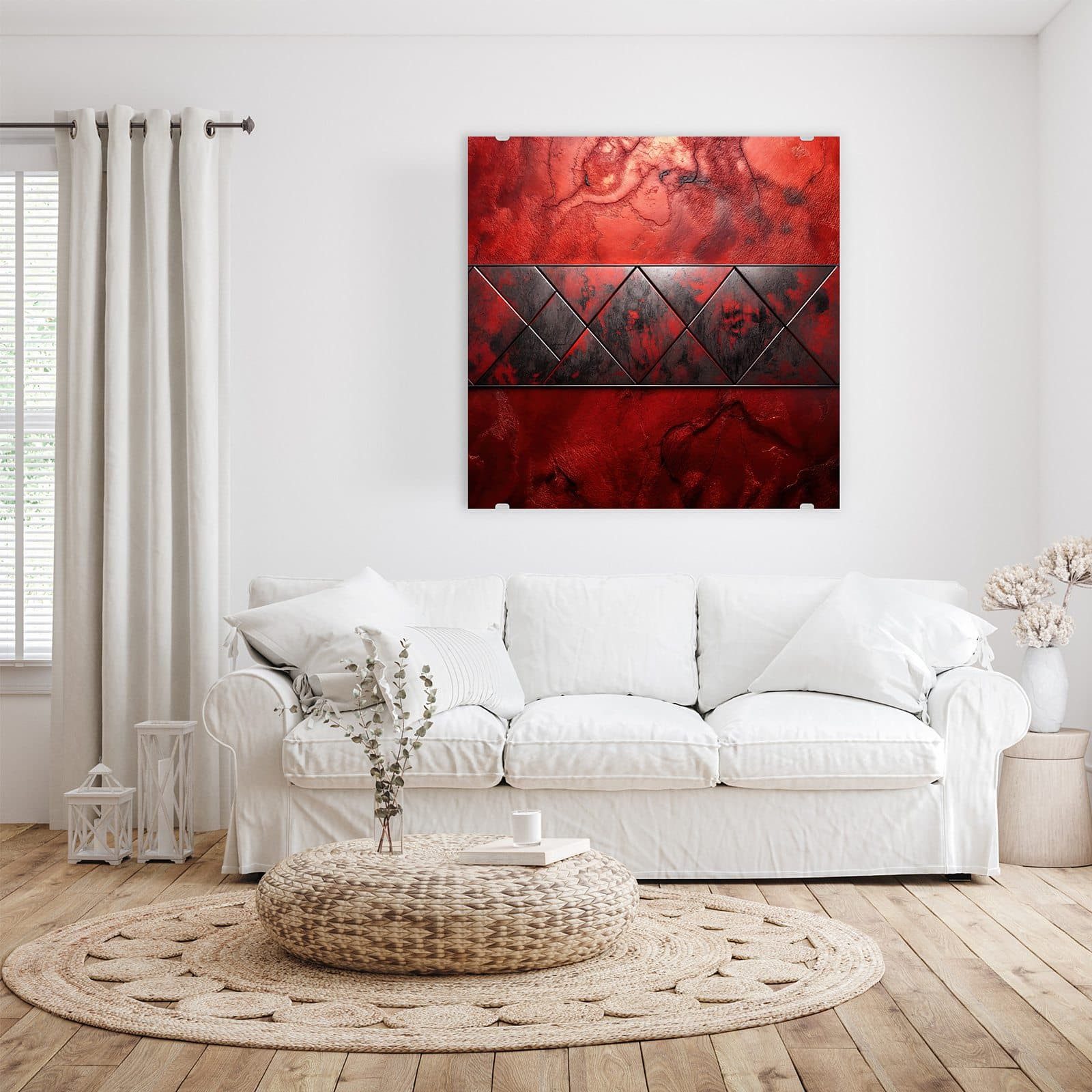 Primedeco Glasbild Wandbild Quadratisch Dunkle Muster Wand mit Aufhängung, Muster (21 verschiedene Größen, 1 St), Elegante Aufhängung