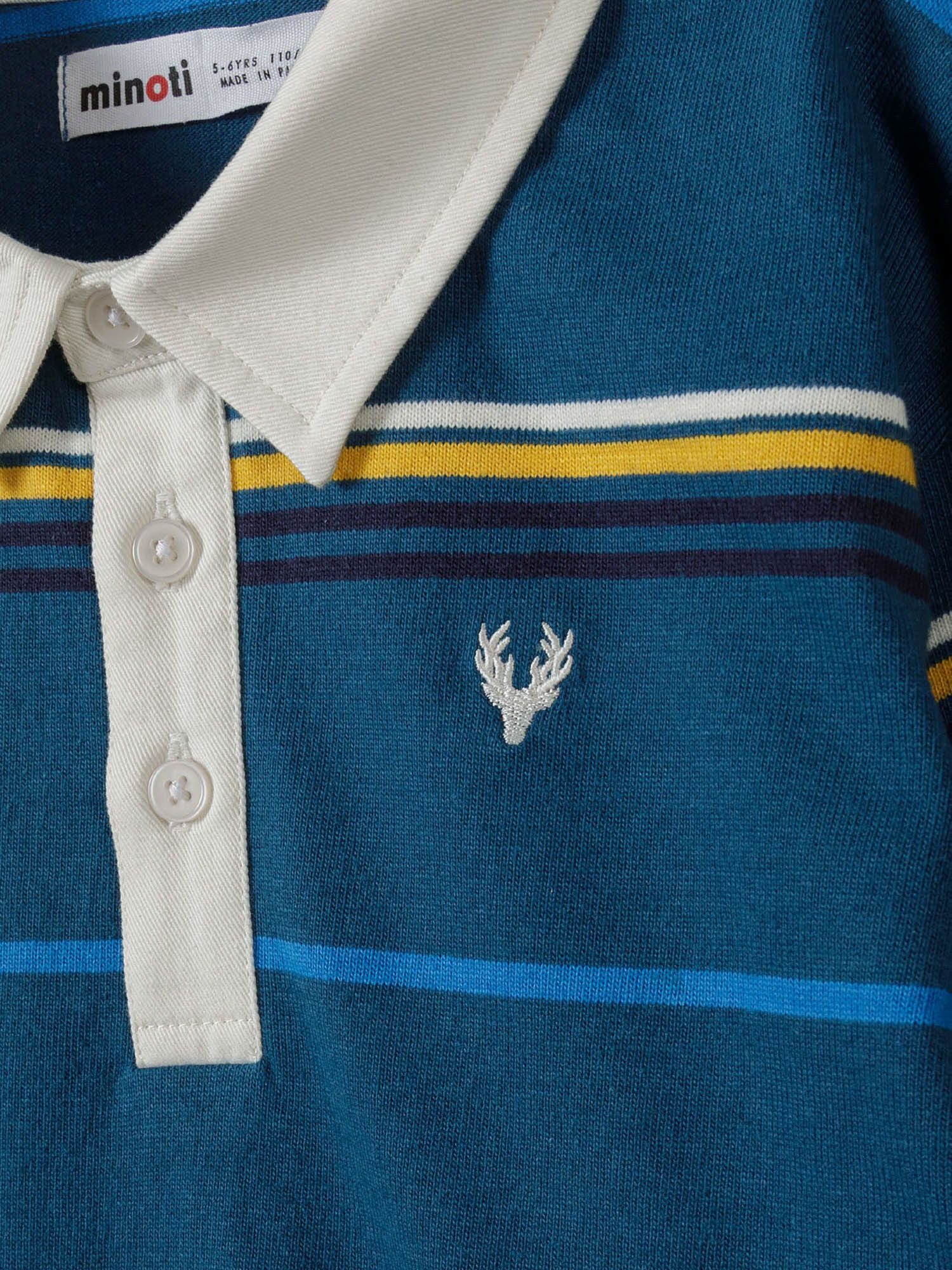 MINOTI Poloshirt Gestreiftes Langarmshirt mit Kragen und Stickerei (2y-14y) weißer Kragen – Bild 4 von 4