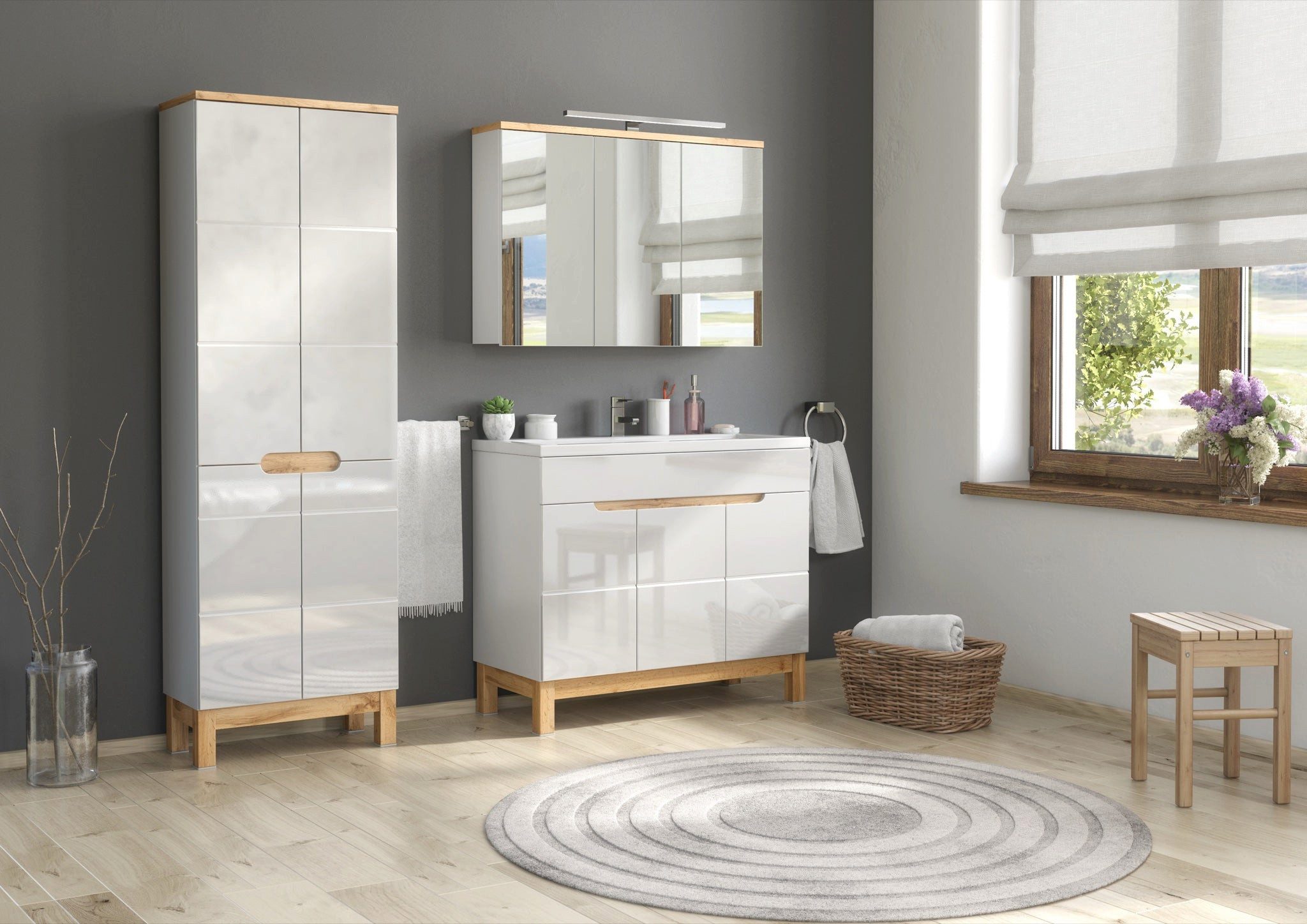 ROYAL24_MARKT Einbauwaschbecken Möbelwaschbecken Spira 61 × 46 cm – Weiß, glänzend, eckig