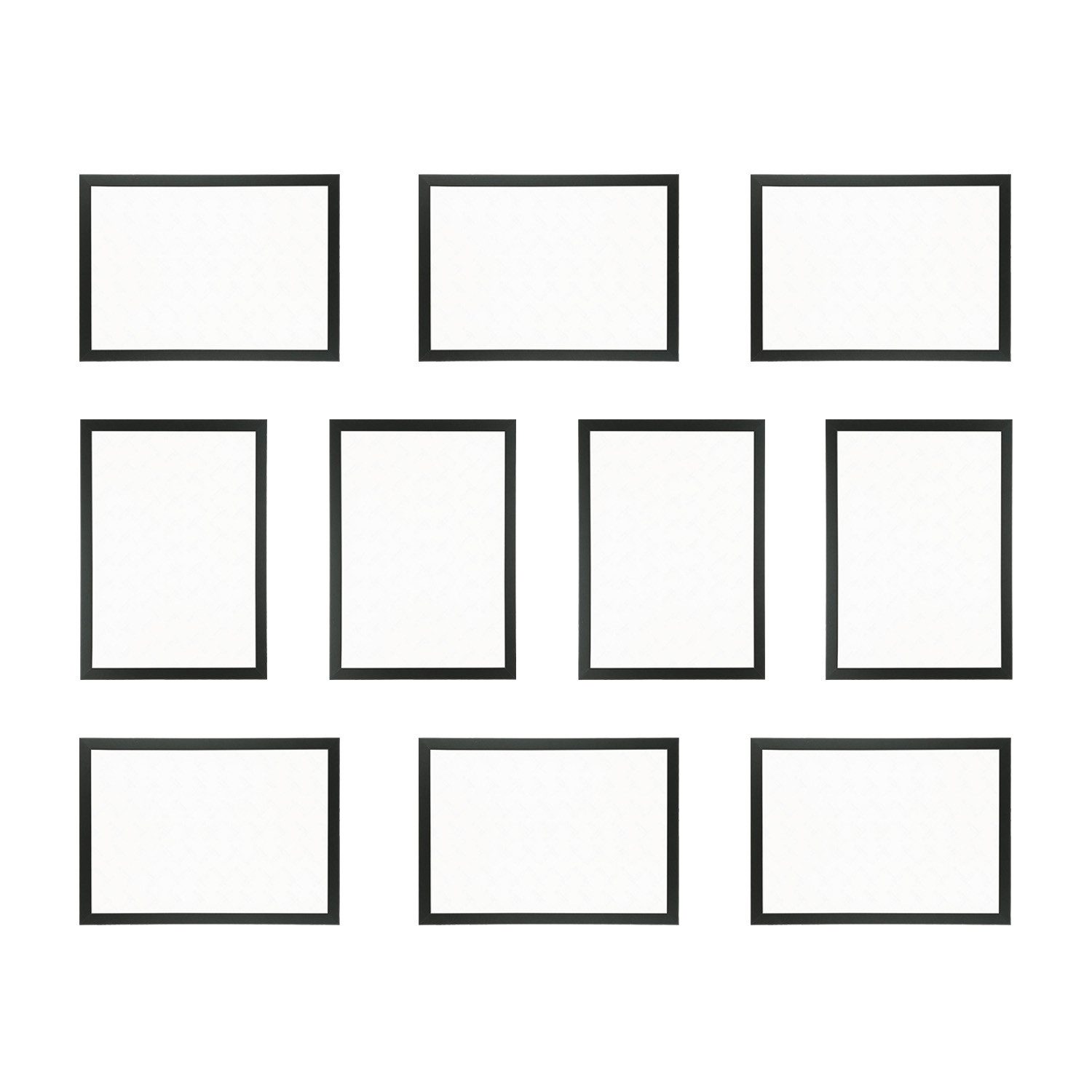 Licht-Erlebnisse Bilderrahmen-Set BILDERRAHMEN, DIN A3 10er Set Schwarz 45 x 32,5 cm bruchsicher Holz Kunststoff Wand
