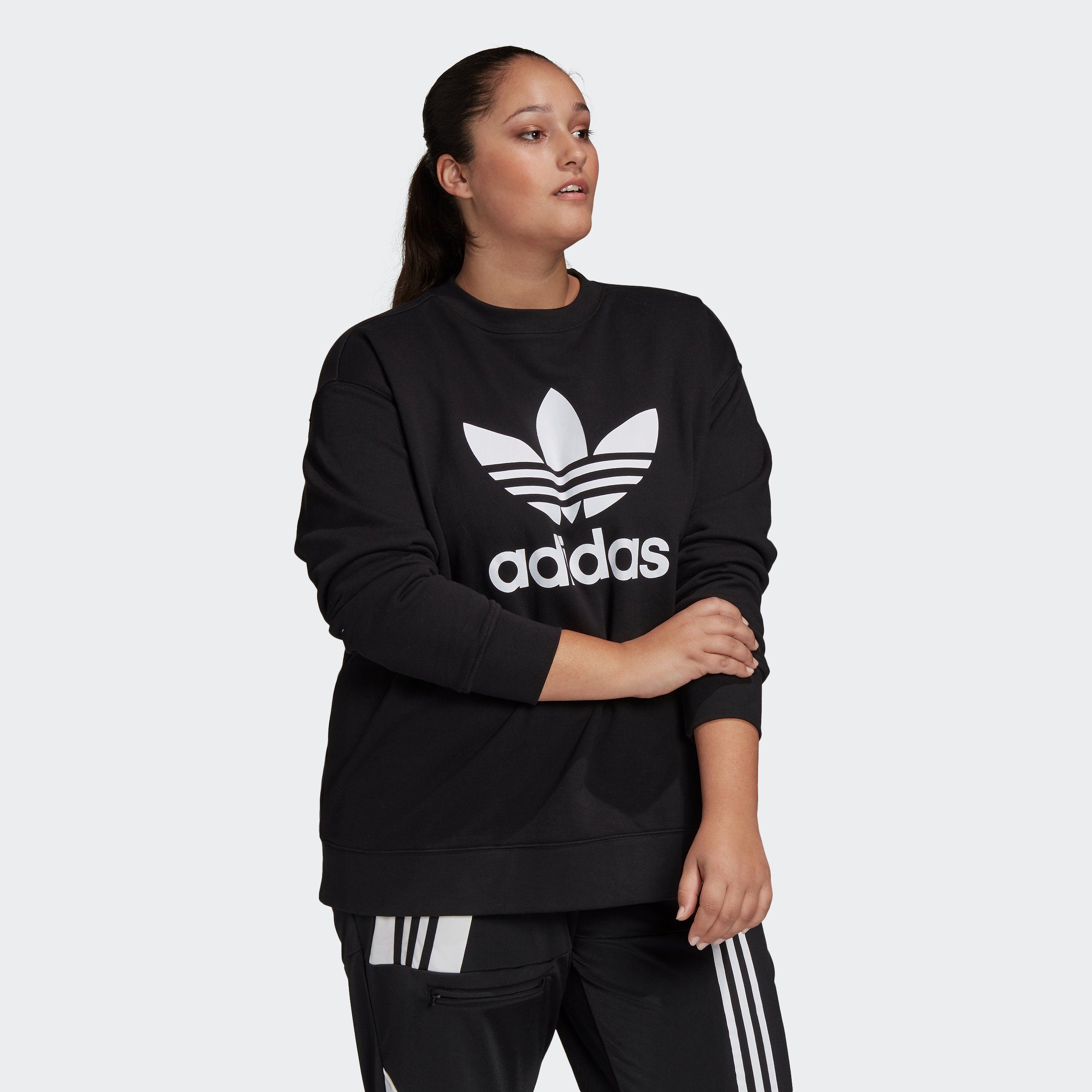adidas Originals Sweatshirt TREFOIL – GROSSE GRÖSSEN BLACK/WHITE