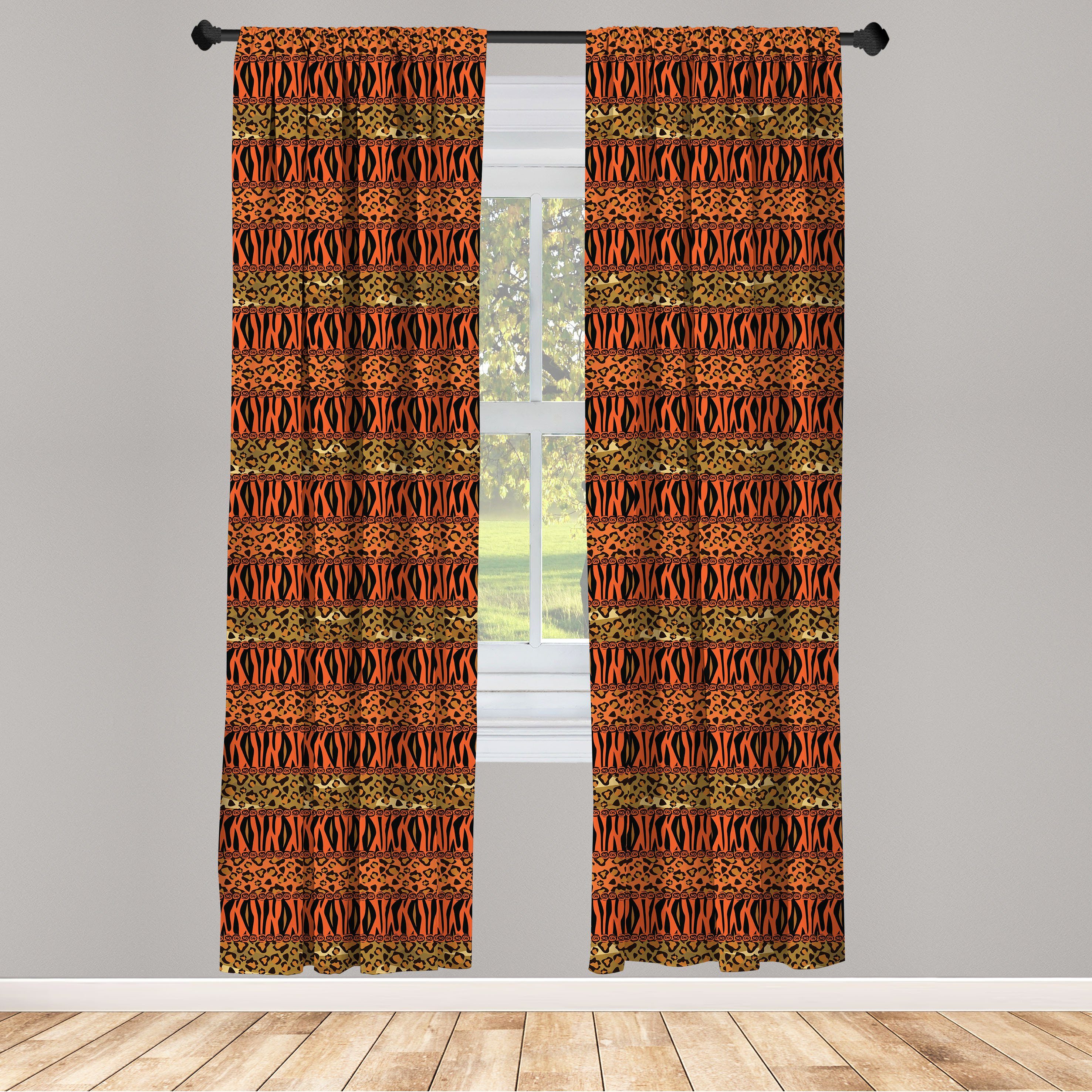 Gardine Vorhang für Wohnzimmer Schlafzimmer Dekor, Abakuhaus, Microfaser, afrikanisch Leopard Cheetah Haut