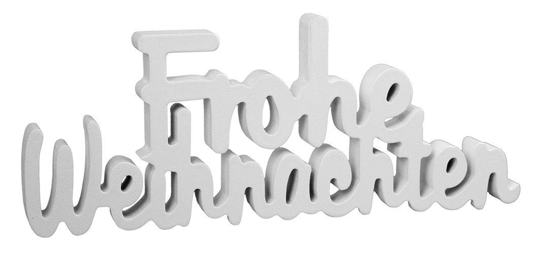 Weihnachtsfigur Schriftzug Frohe Weihnachten aus Poly weiß, 26 x