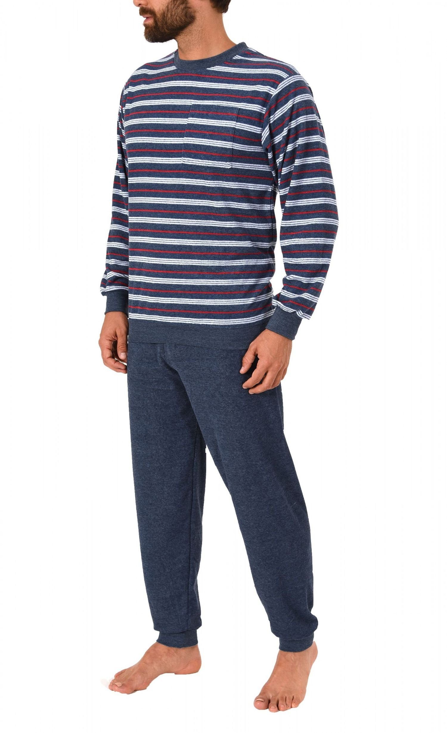 Normann Pyjama Herren Übergrössen Frottee Schlafanzug lang mit Bündchen günstig online kaufen