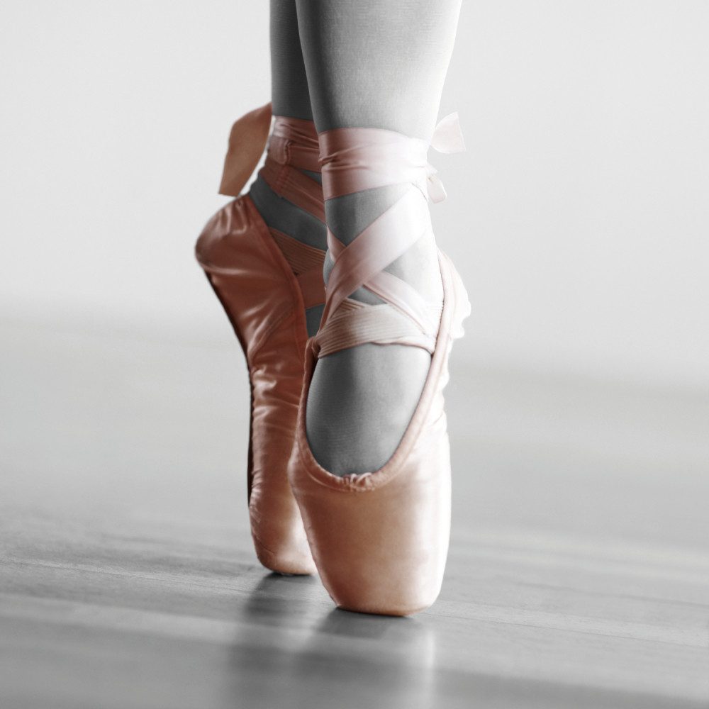 1art1 Poster Ballett Kunstdruck Bild - Spitzenschuhe, RelevÃ©, Farbakzent