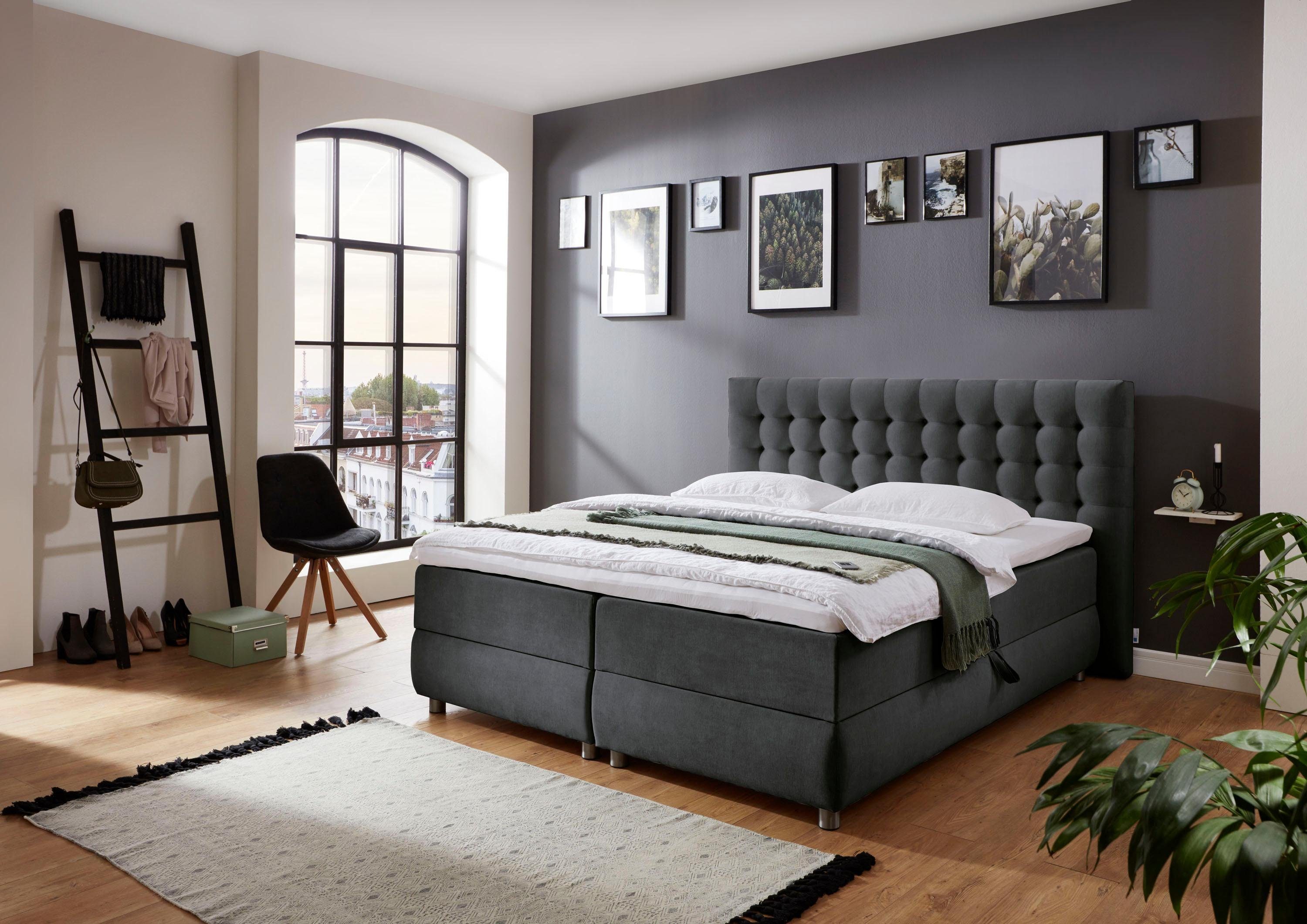 ATLANTIC home collection Boxspringbett Tina, mit Bettkasten und Topper, auch in Überlänge