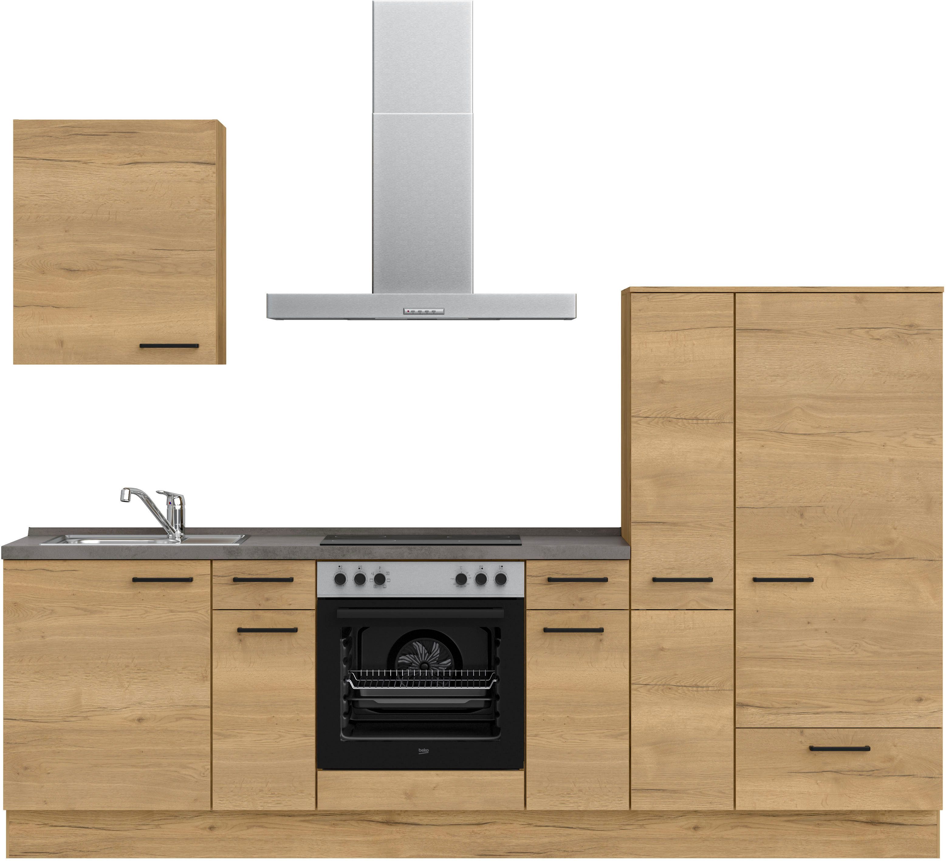 nobilia® Küchenzeile "Structura I", NEU: individuell anpassbar mit gratis Profi-Beratung, vormontiert, Breite 270 cm, Ausrichtung wählbar, wahlw. mit E-Geräten