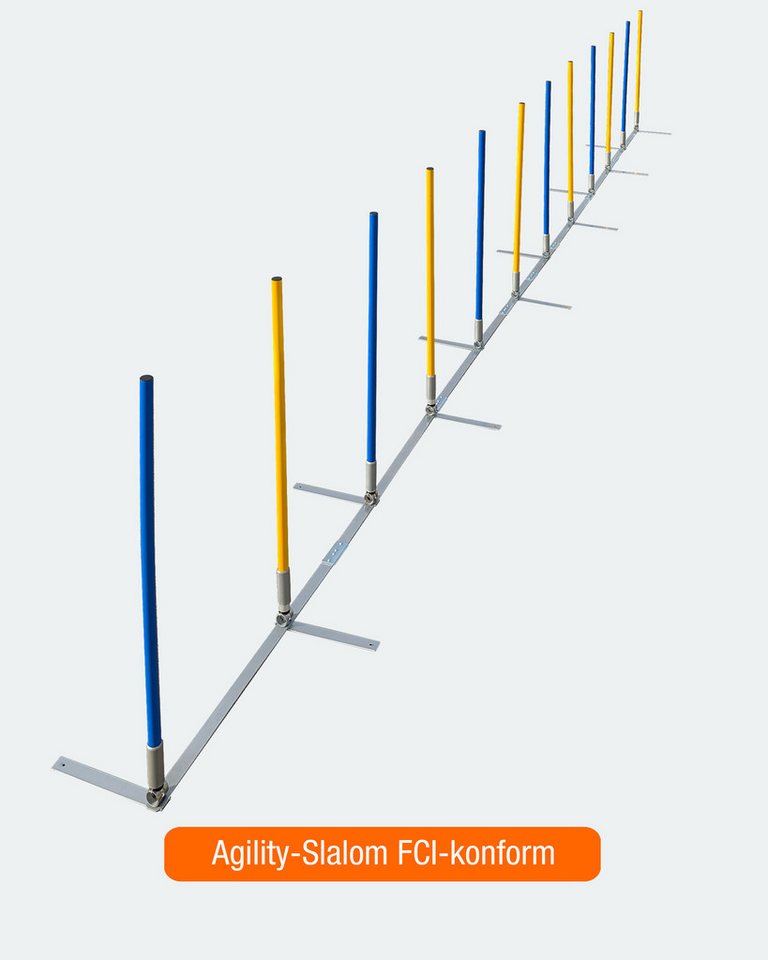 Thumbnail - Superhund Agility-Slalom Turnier Slalom mit 12 Stange für Agilitytraining, V-Slalom, Gelb/Blau, Stangen aus Kunststoff, ...