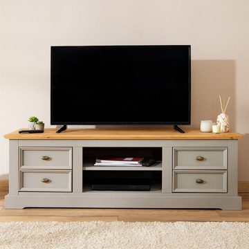 IDIMEX Lowboard KENT, TV Lowboard Kommode Hifi-Tisch Fernsehschrank Medienmöbel grau/braun K