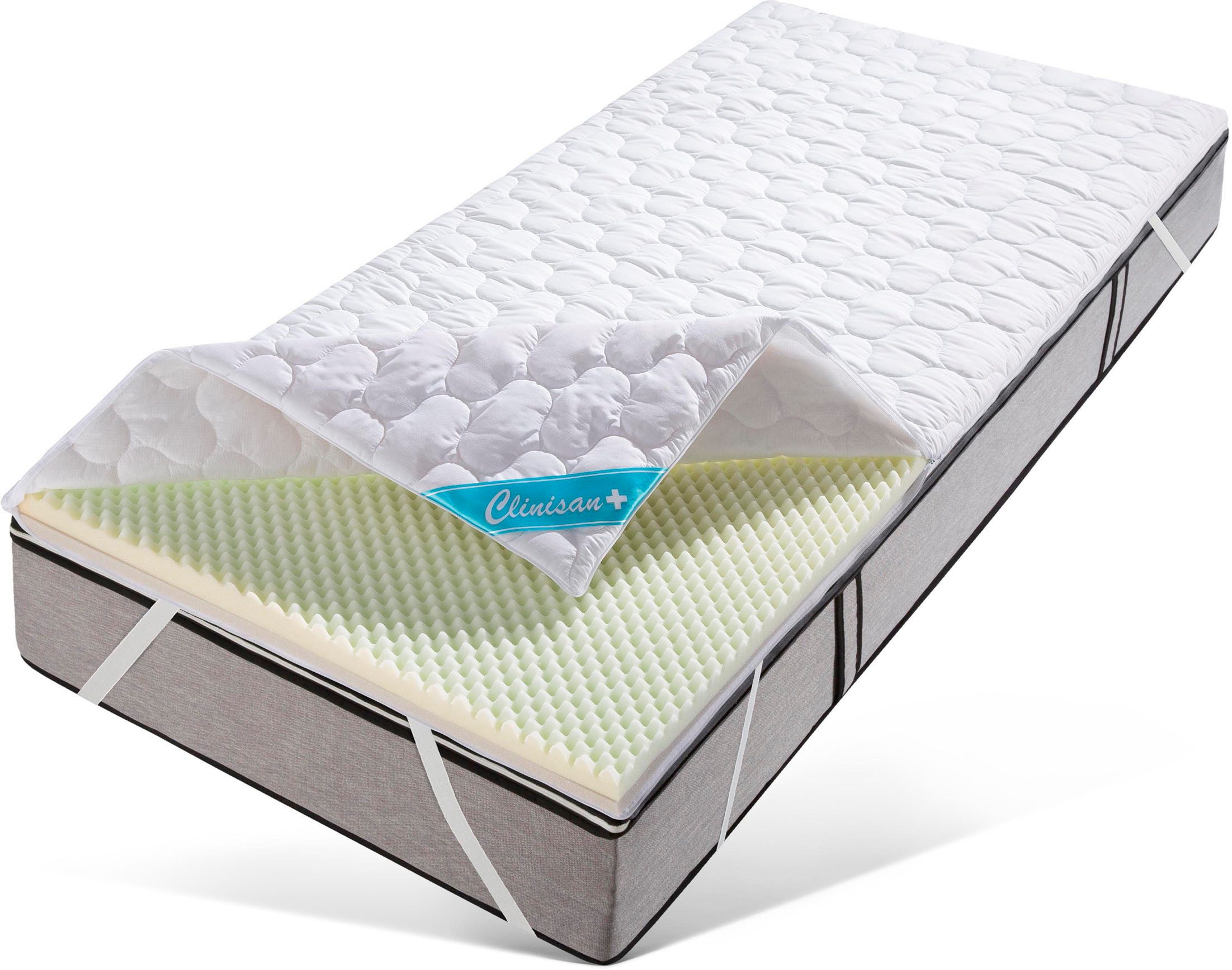 fan, Topper Clinisan Punktoflex, Bezug kochfest 95°, 6 cm hoch, Baumwolle, Komfortschaum, Polyester, kochfester Bezug - Druckentlastung durch Noppen-Struktur