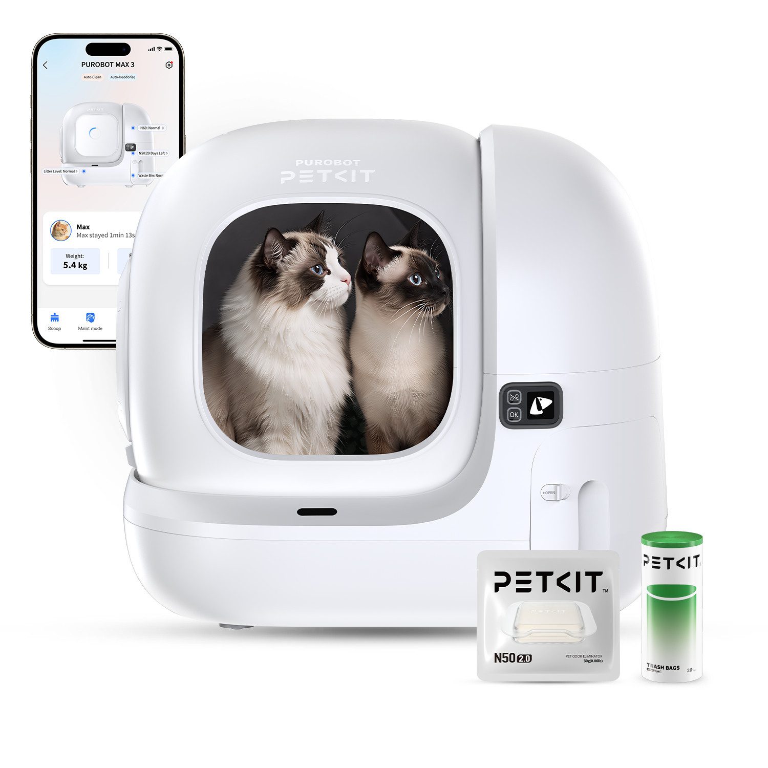 PETKIT Katzentoilette PETKIT Purobot Max 3 Basic Selbstreinigende Katzentoilette