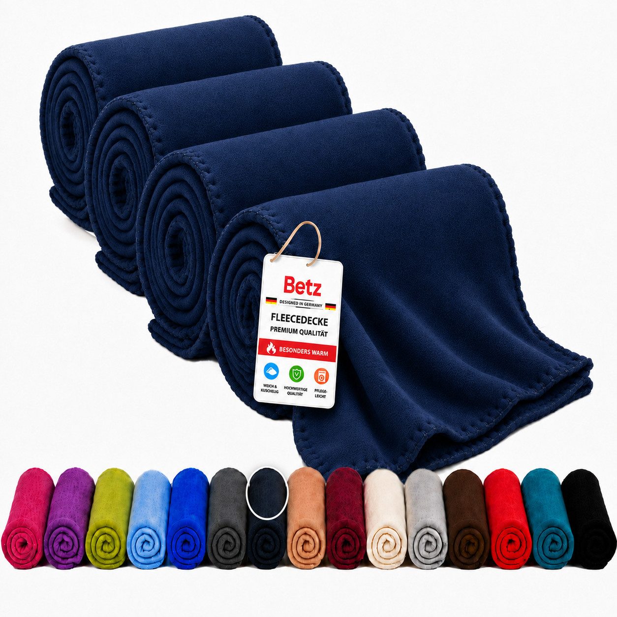 Wohndecke Fleecedecke 4 Stück 130x170 cm 180g/m² Flauschige Sofadecke, Betz