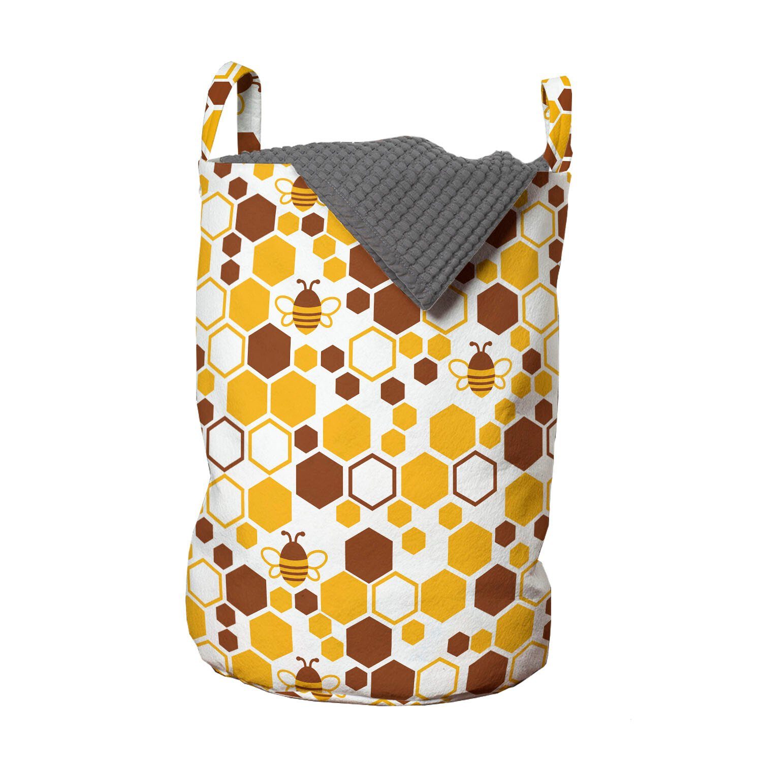 Bienen Waschsalons, Insekten für Wäschesäckchen mit und Kordelzugverschluss Griffen Unregelmäßige Wäschekorb Abakuhaus Hexagons