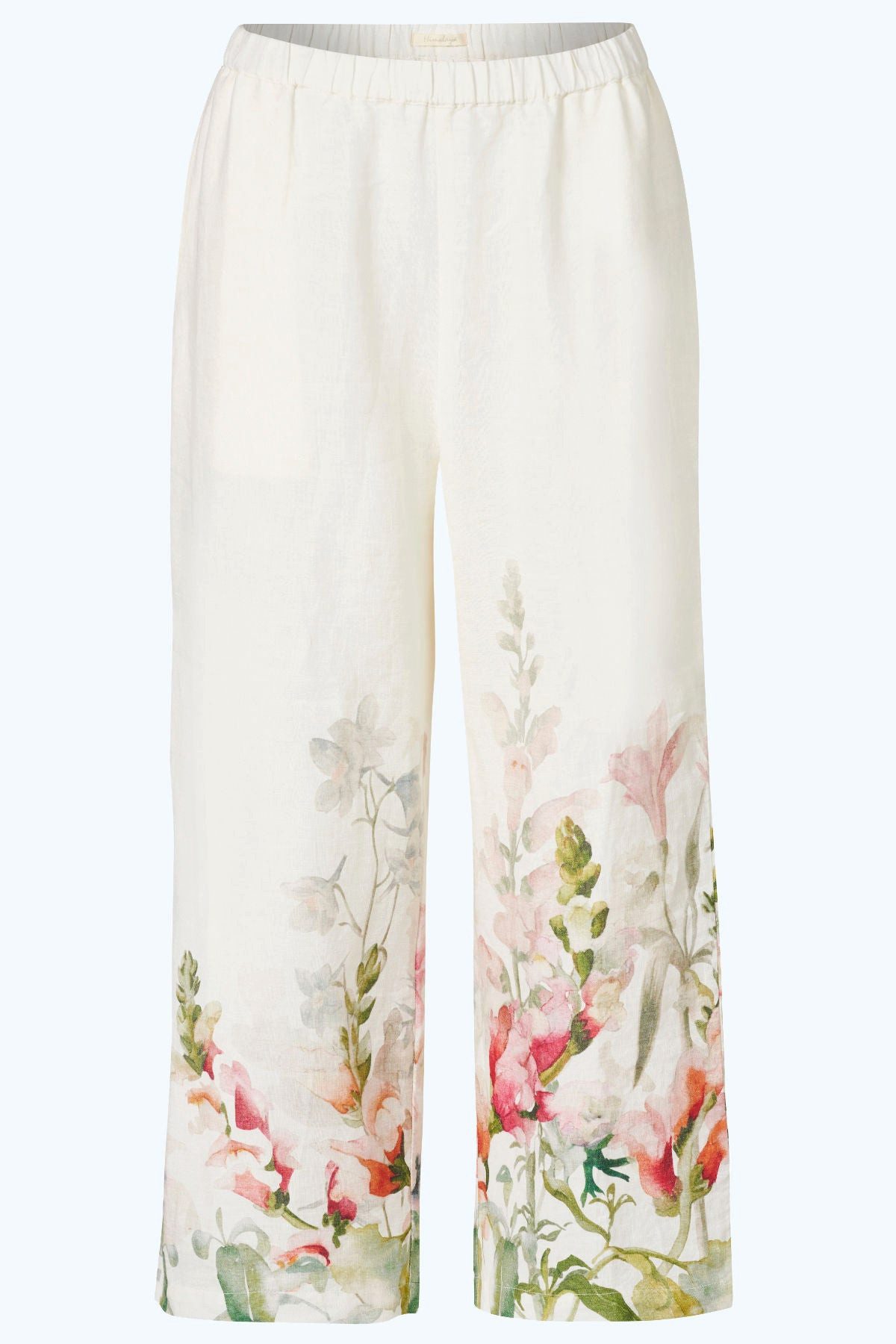 Himalaya Clothing Stoffhose Weite Damenhose aus Leinen - Luftige Sommerhose mit floralem Muster Atmungsaktive Palazzo Hose mit Elastikbund