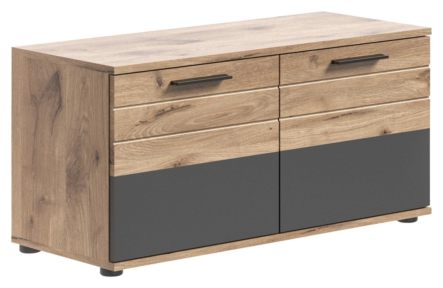 xonox.home Sitzbank Garderobenbank MASON, Braun, Grau, B 90cm, T 37cm, mit 2 Türen und 4 Innenfächern