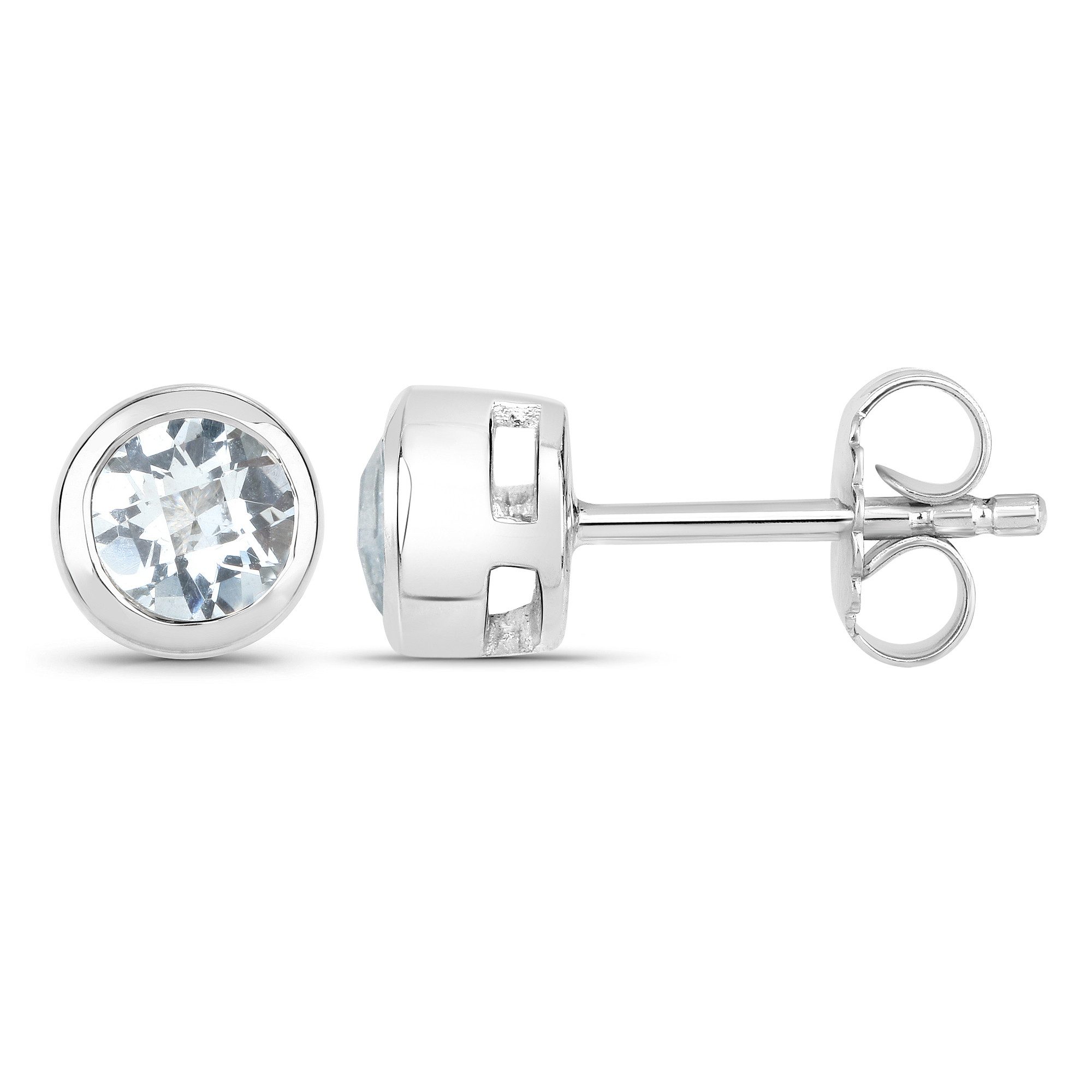 Vira Jewels Paar Ohrstecker 925-Sterling Silber rhodiniert glänzend Aquamar günstig online kaufen