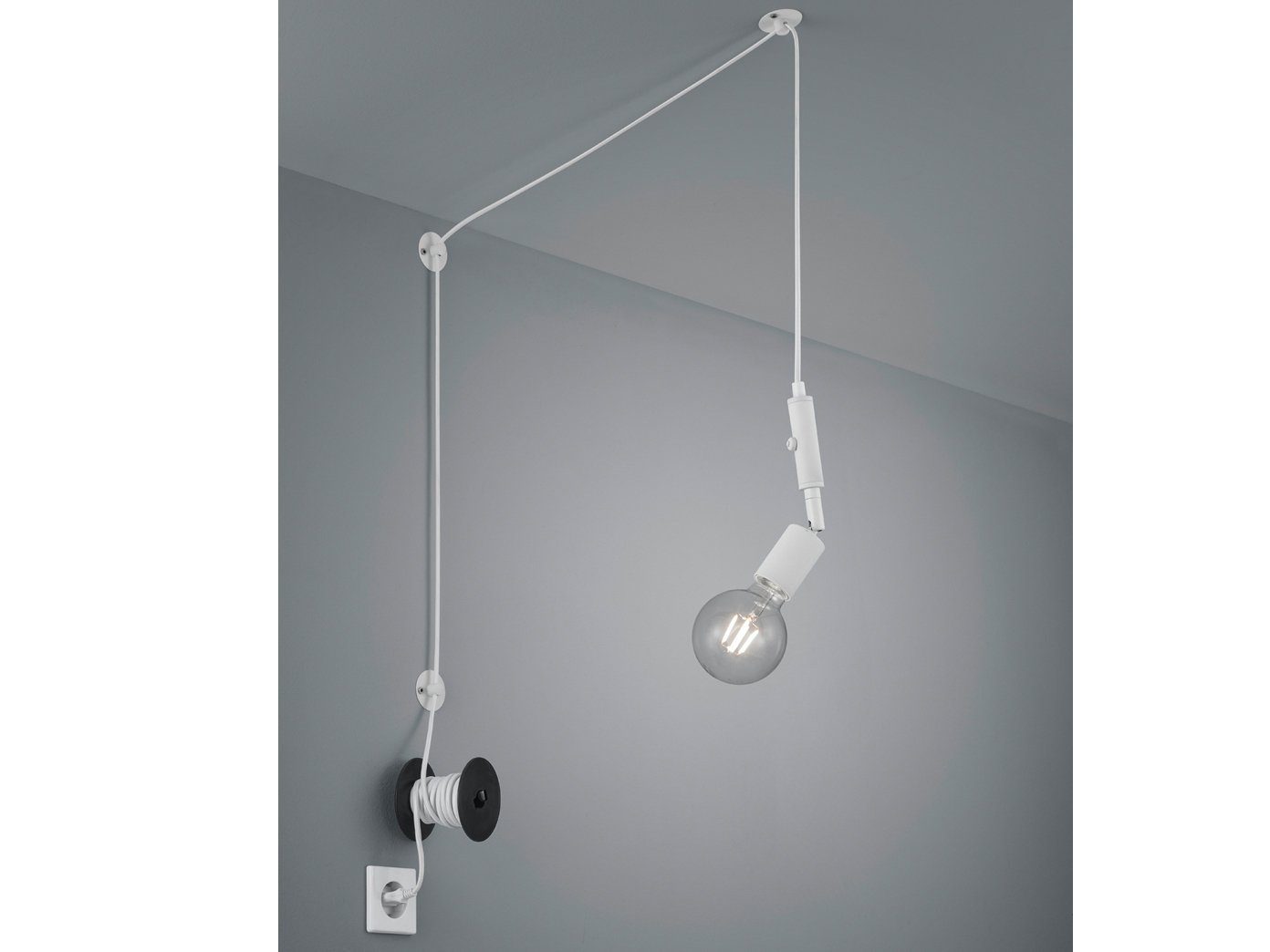 meineWunschleuchte LED Pendelleuchte, LED wechselbar, Warmweiß, Wand Hänge- lampe Edison mit Stecker und Schnur-schalter, Kabel 600cm