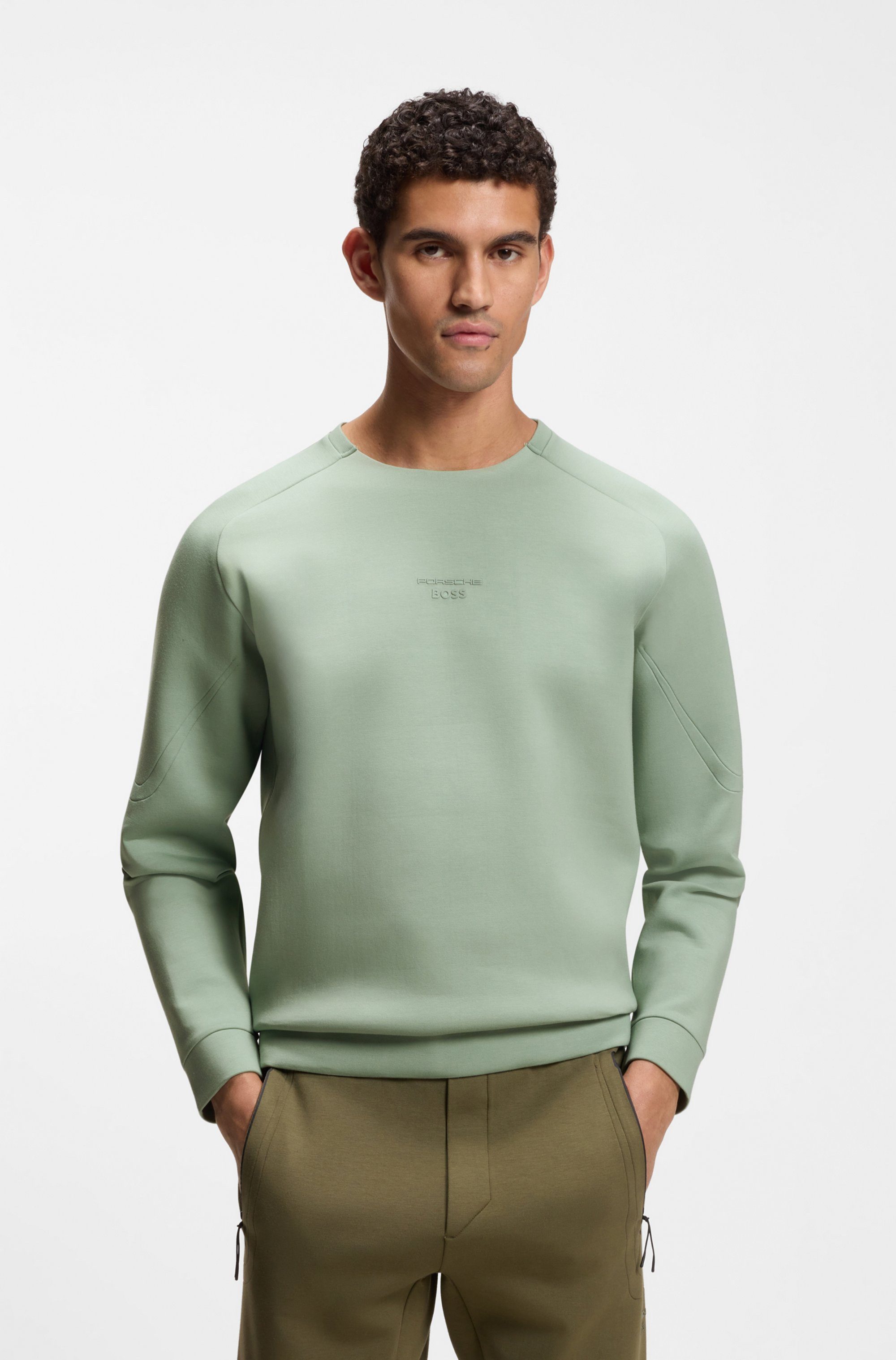 BOSS GREEN Sweatshirt Porsche Spirit 70 Capsule Collection Premium Herrenmode Innovative Geruchskontroll-Technologie HEIQ MINT