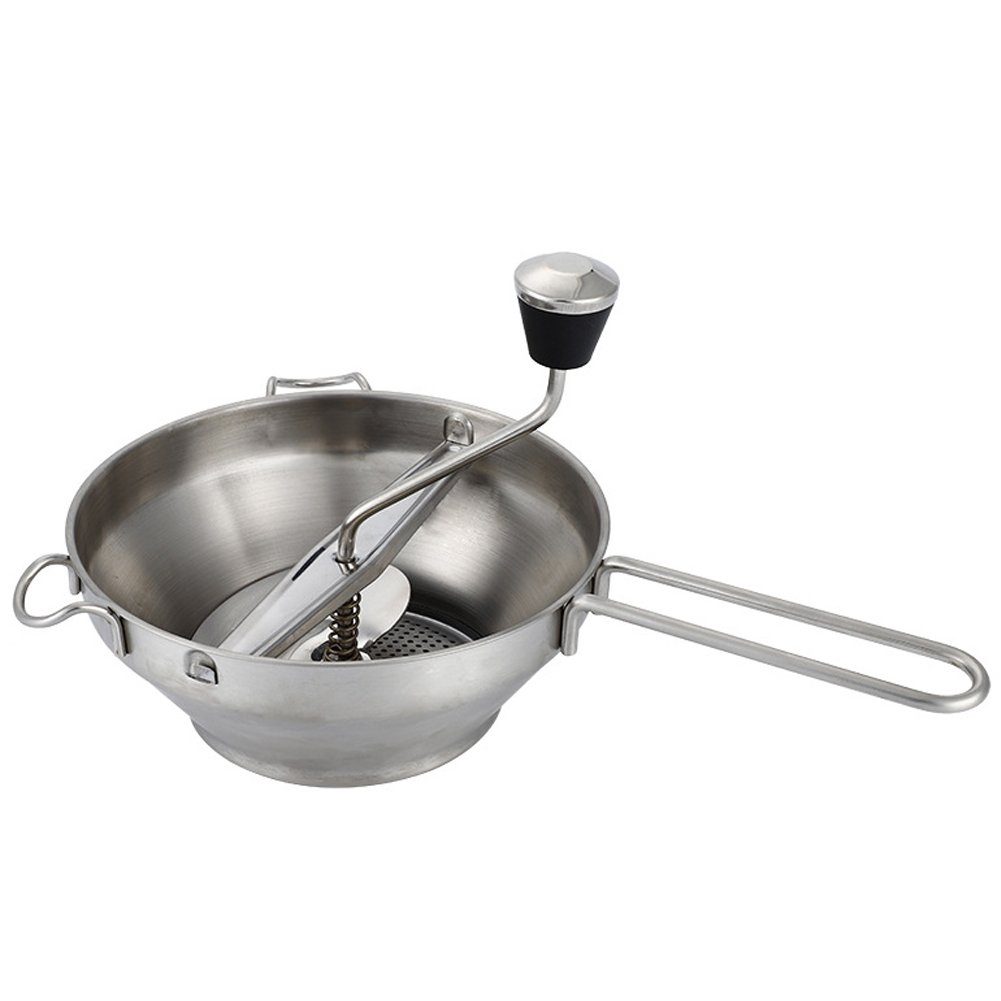 OSTWOLKE Passiersieb Passiergerät Edelstahl mit 3 Siebeinsatz Passiermühle, Edelstahl, (5-St), für Suppe Marmelade Baby Brei Saucen